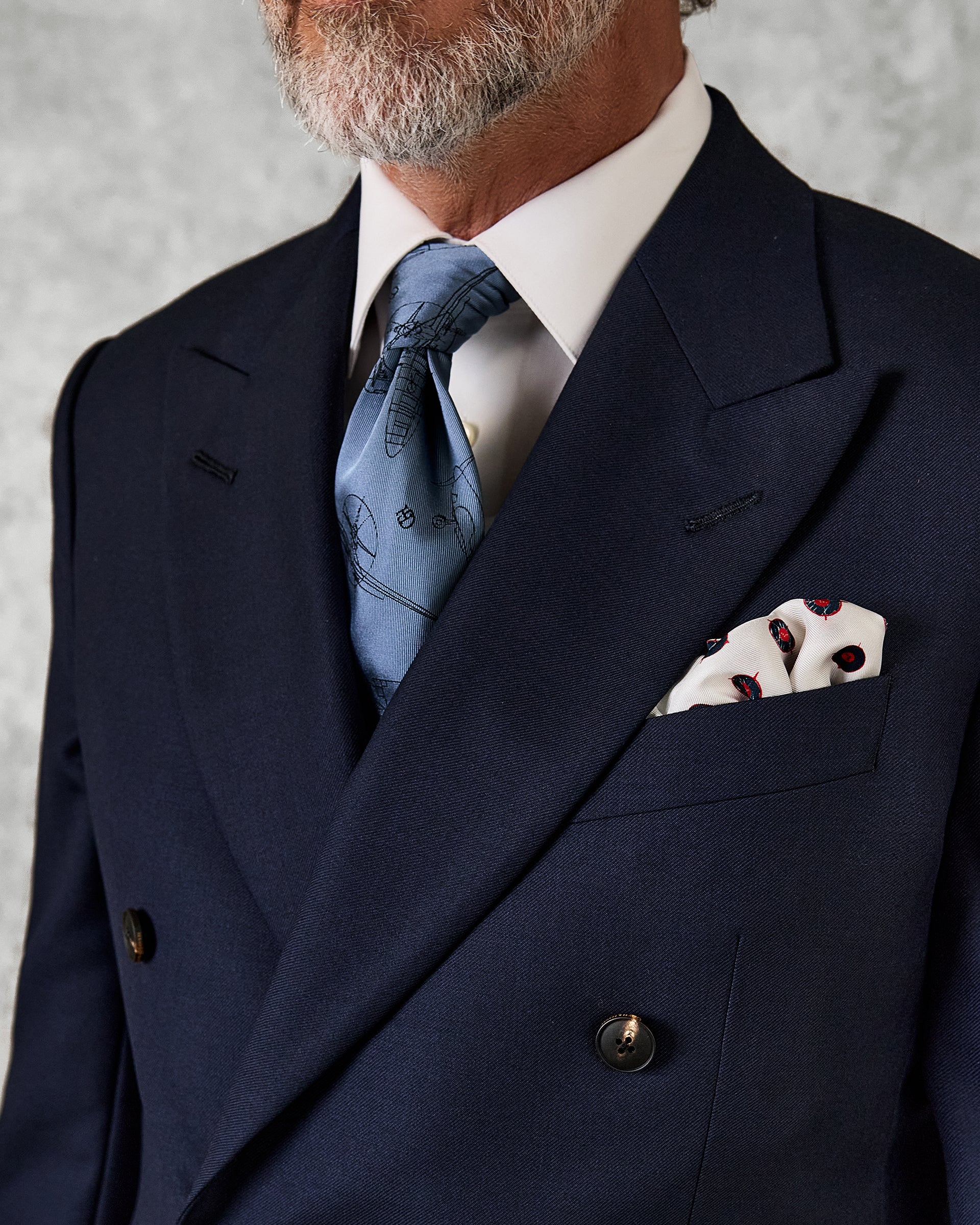 Doughty Double Breasted Wool Twill Suit Jacket Navy