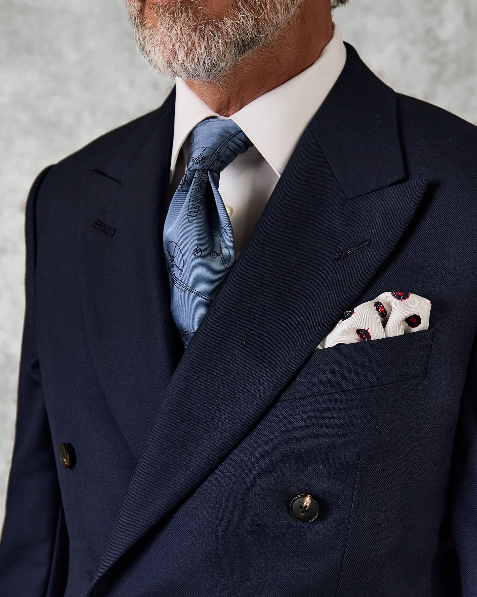 Doughty Wool Double Breasted Twill Suit Navy