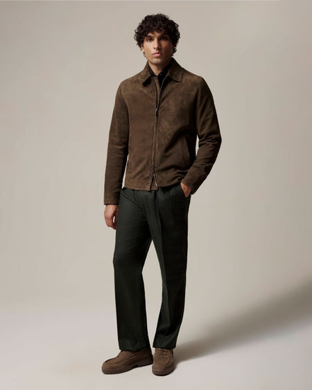 Fadden Suede Bomber Jacket Green