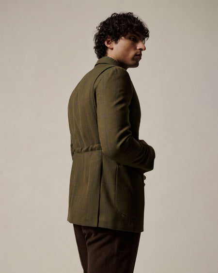 Fincastle Windowpane Wool Blazer Green