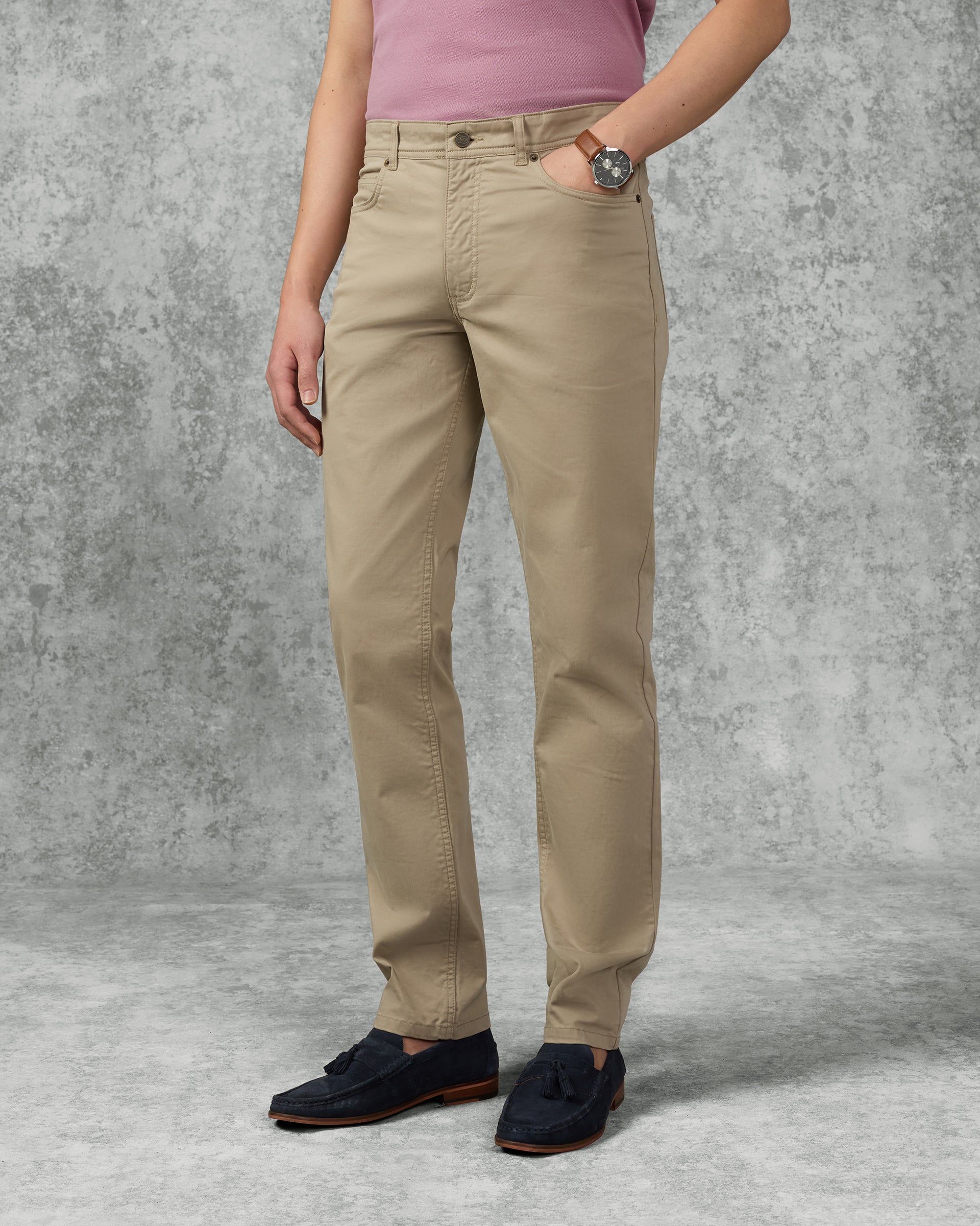 Frederick Cotton & Elastane 5 Pocket Trouser Stone