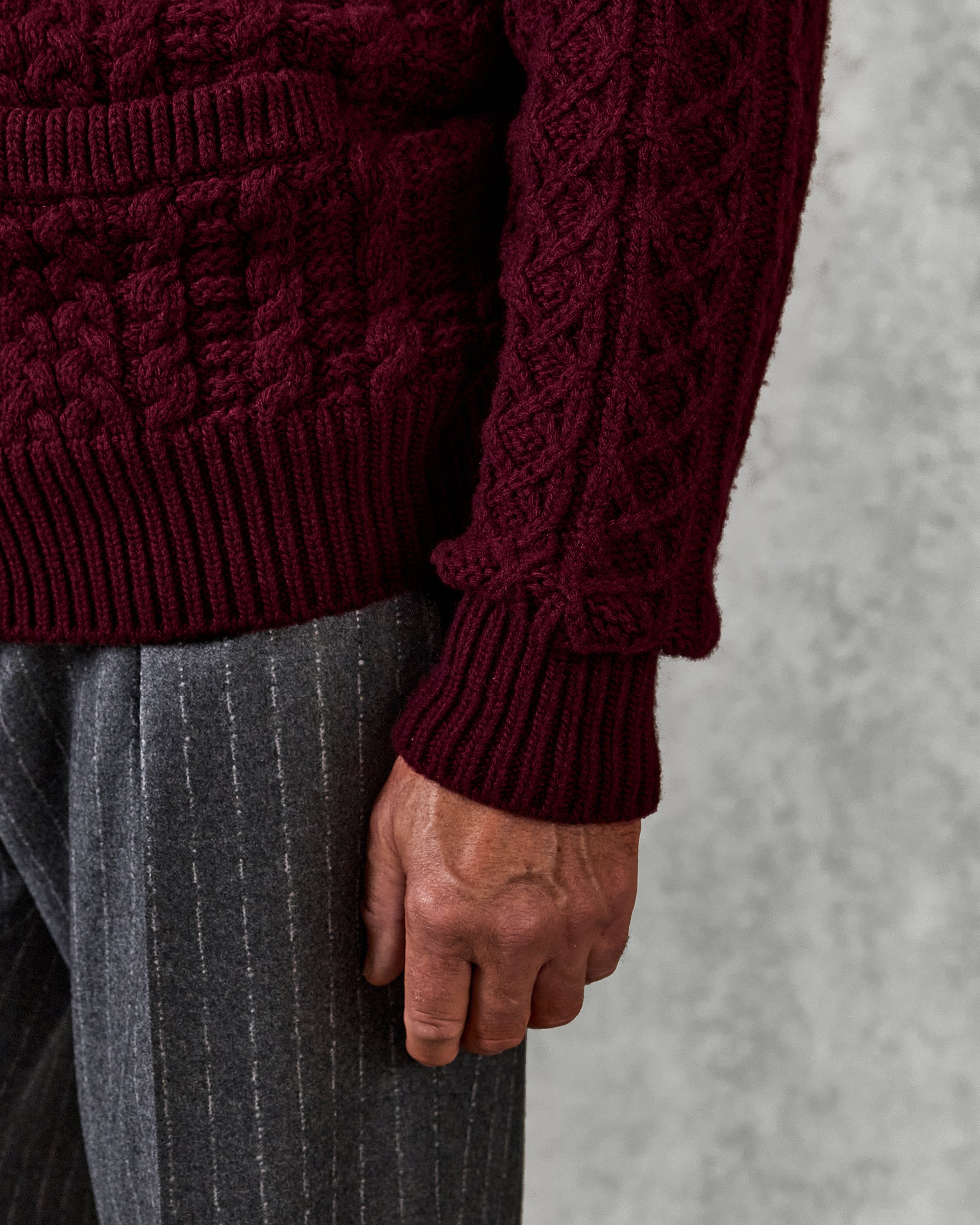 Crompton Cable Knit Cardigan Burgundy