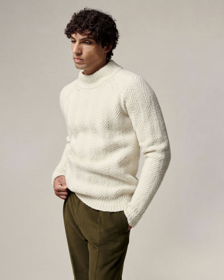 Adams White Donegal Sweater