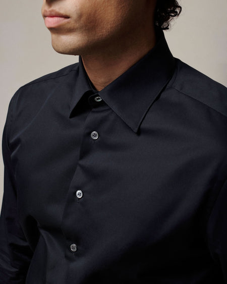 Whitton Single Cuff Cotton Dress Shirt Black