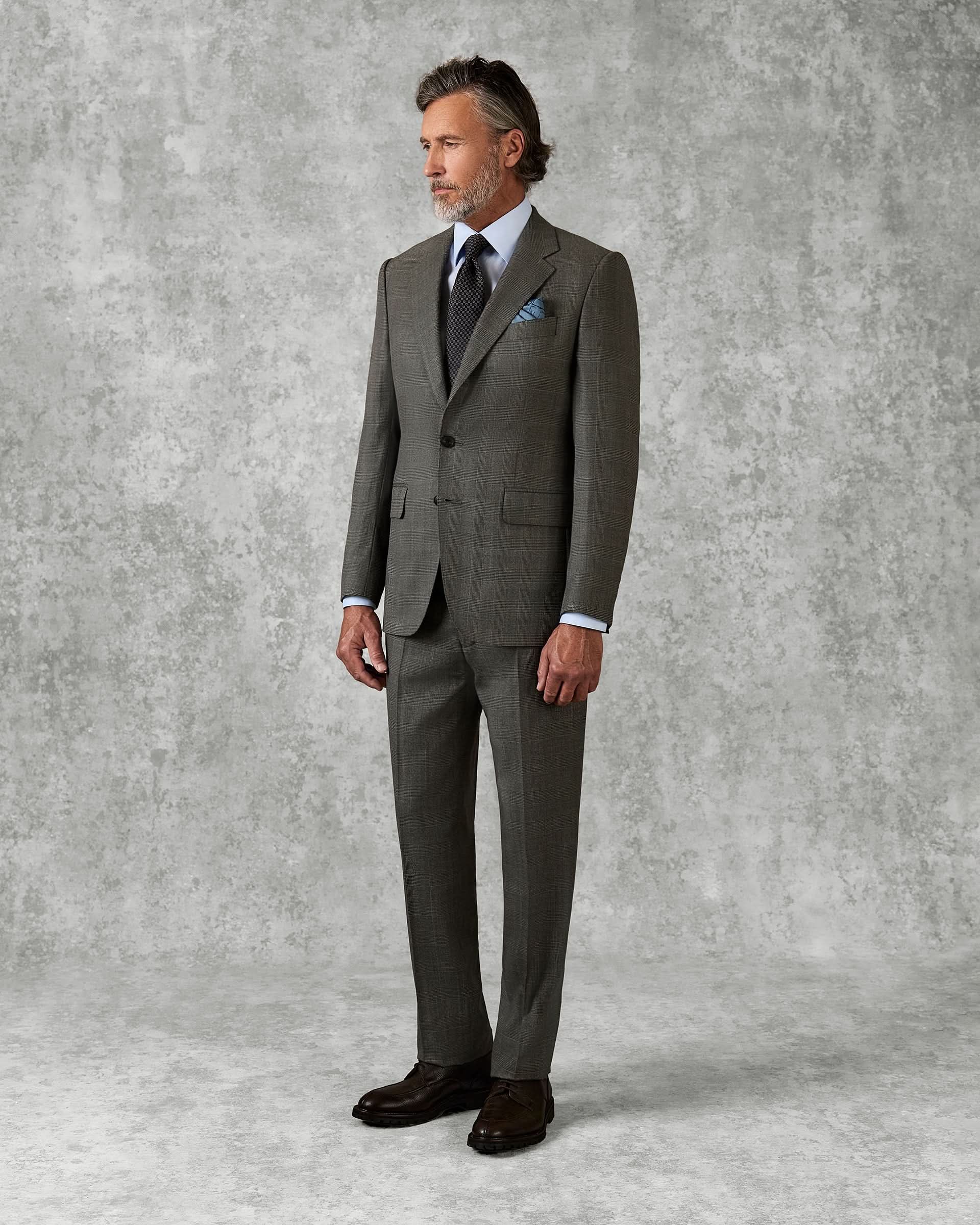 Bushell Wool Suit Brown Check