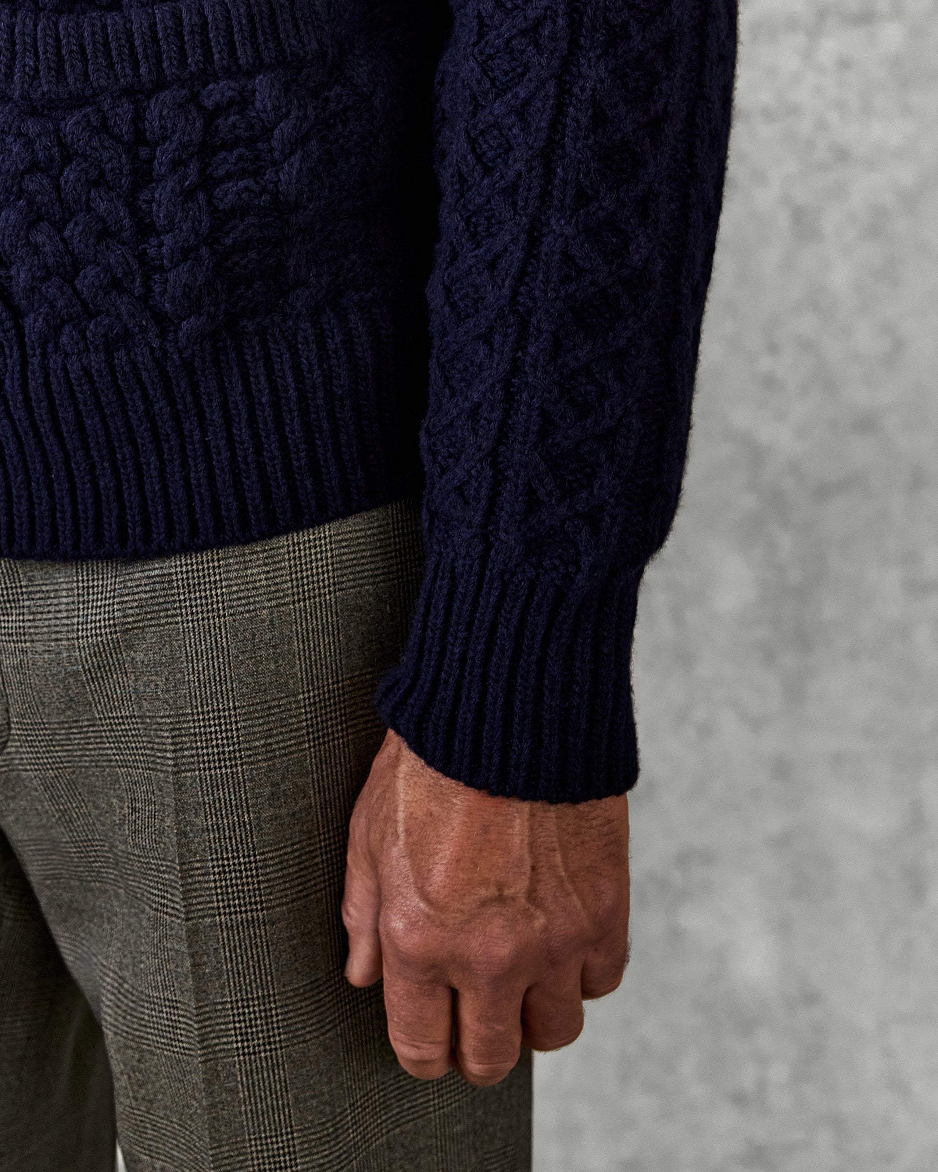 Crompton Cable Knit Cardigan Navy