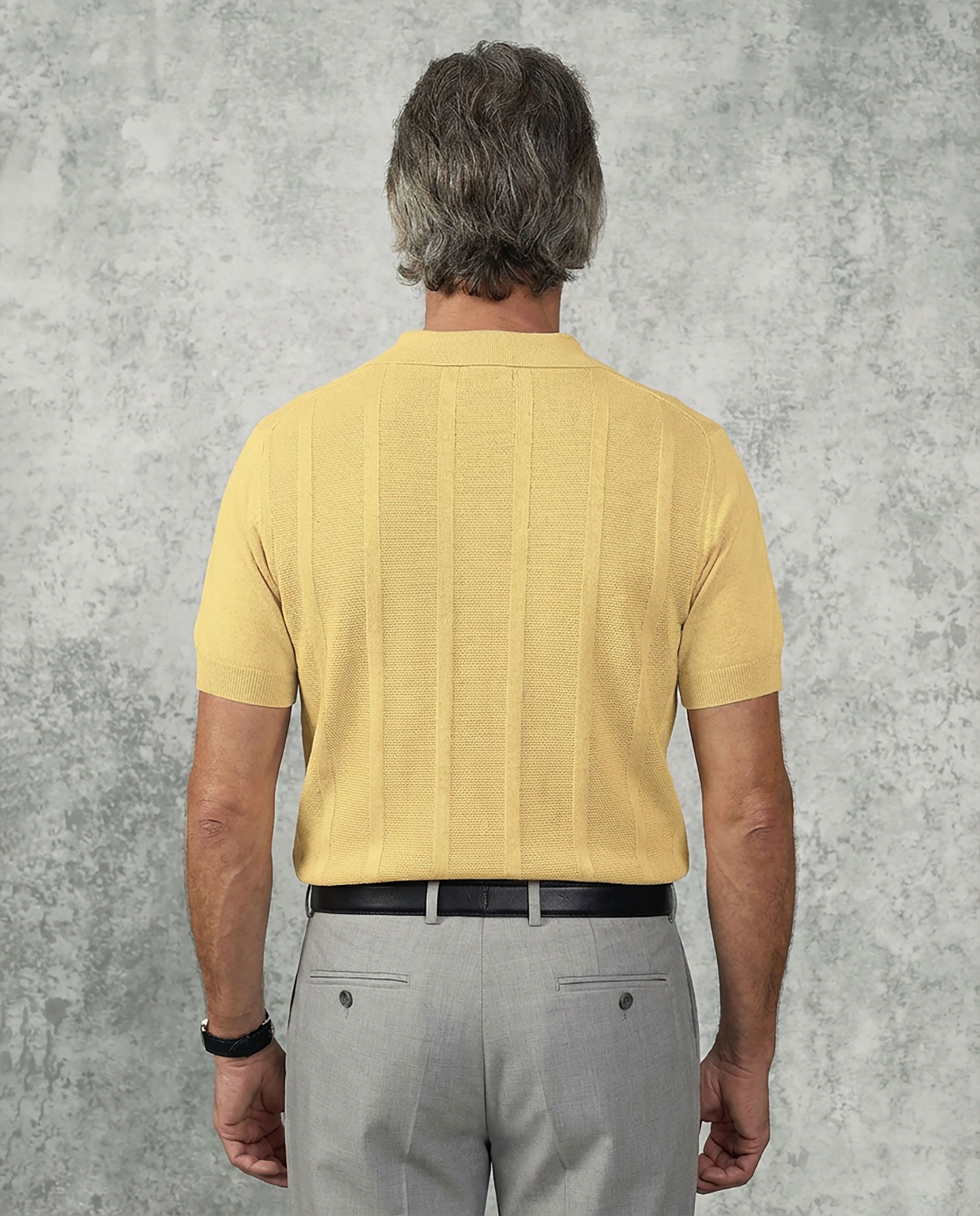 Elliott Merino Wool Silk & Cashmere Short Sleeve Knit Polo Yellow