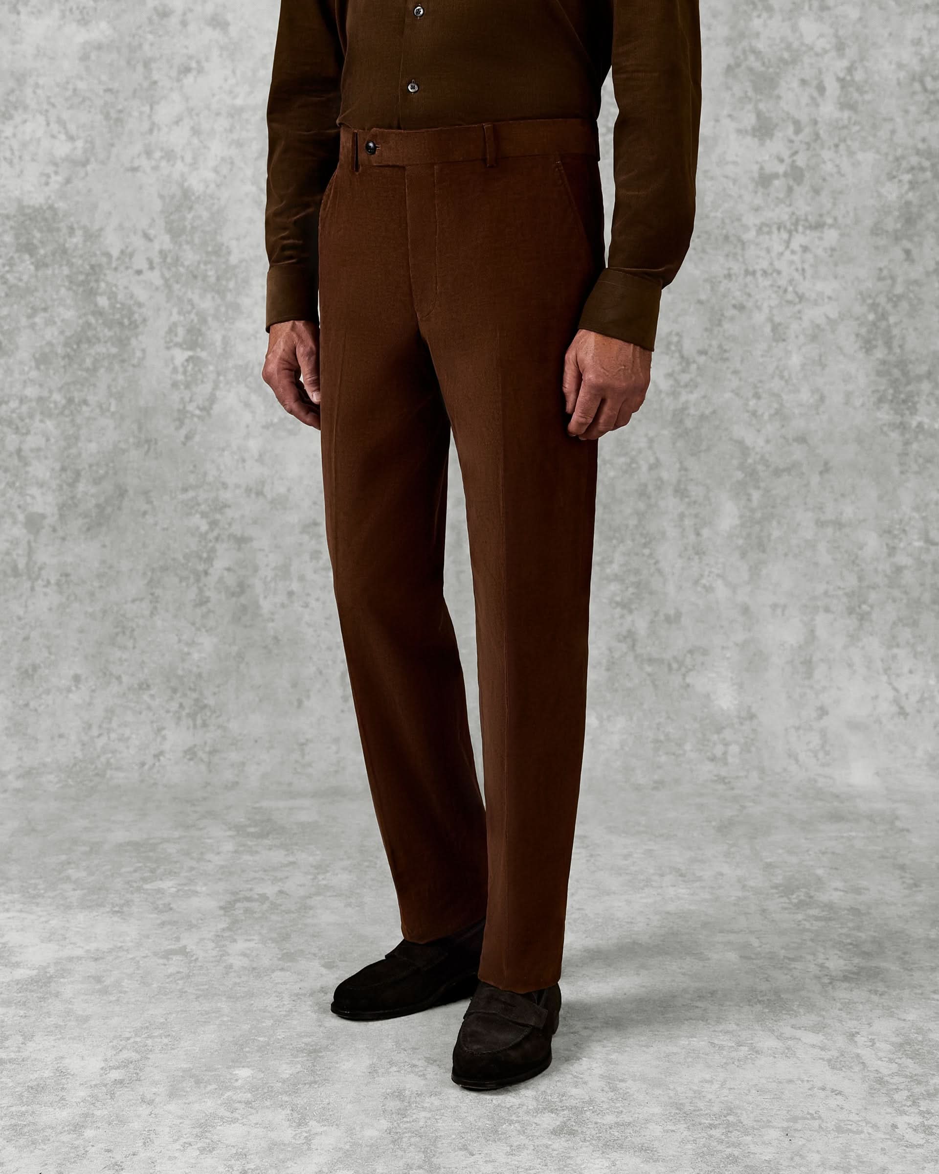 Dodge Cotton Baby Cord Suit Trouser Brown