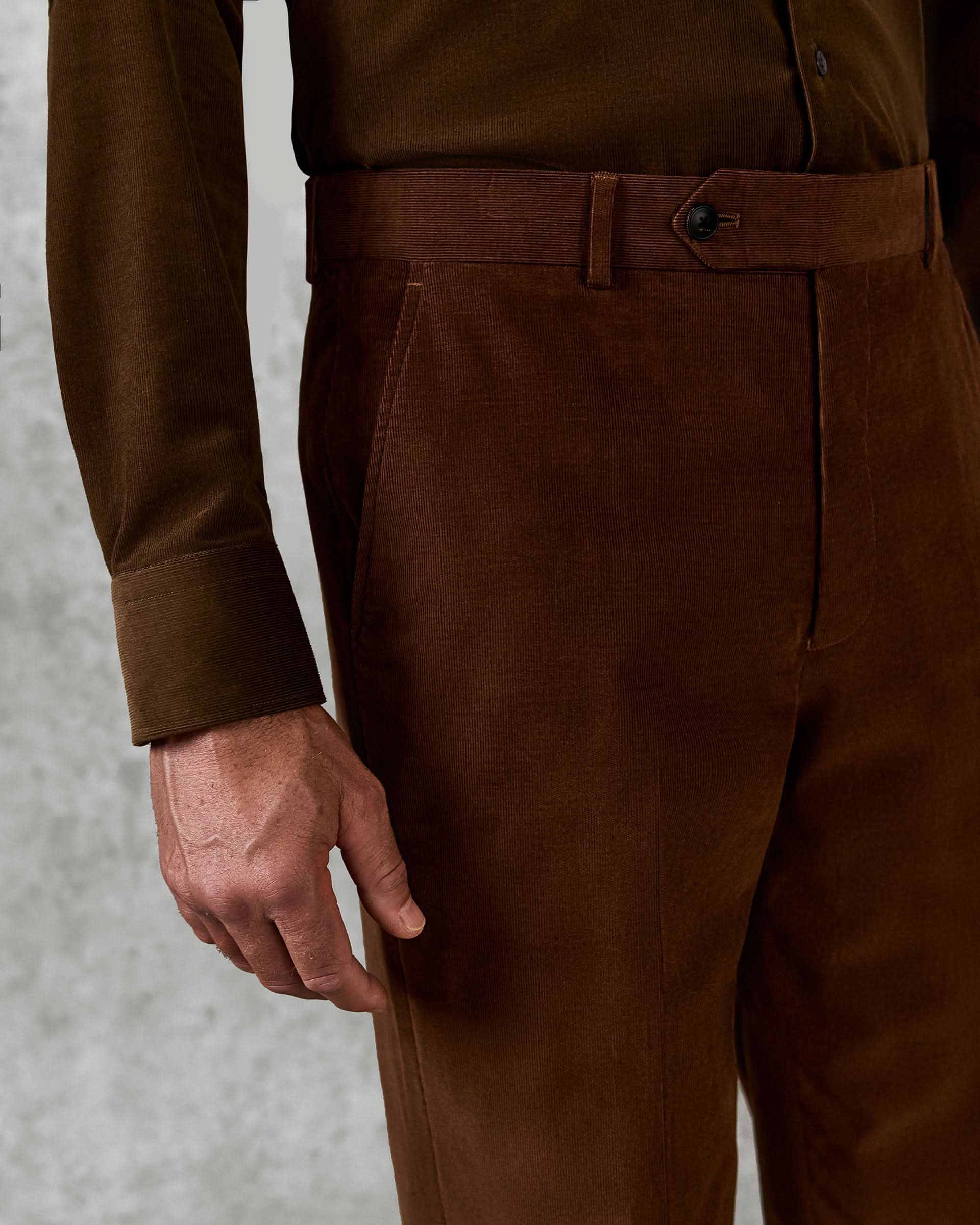 Dodge Cotton Baby Cord Suit Trouser Brown