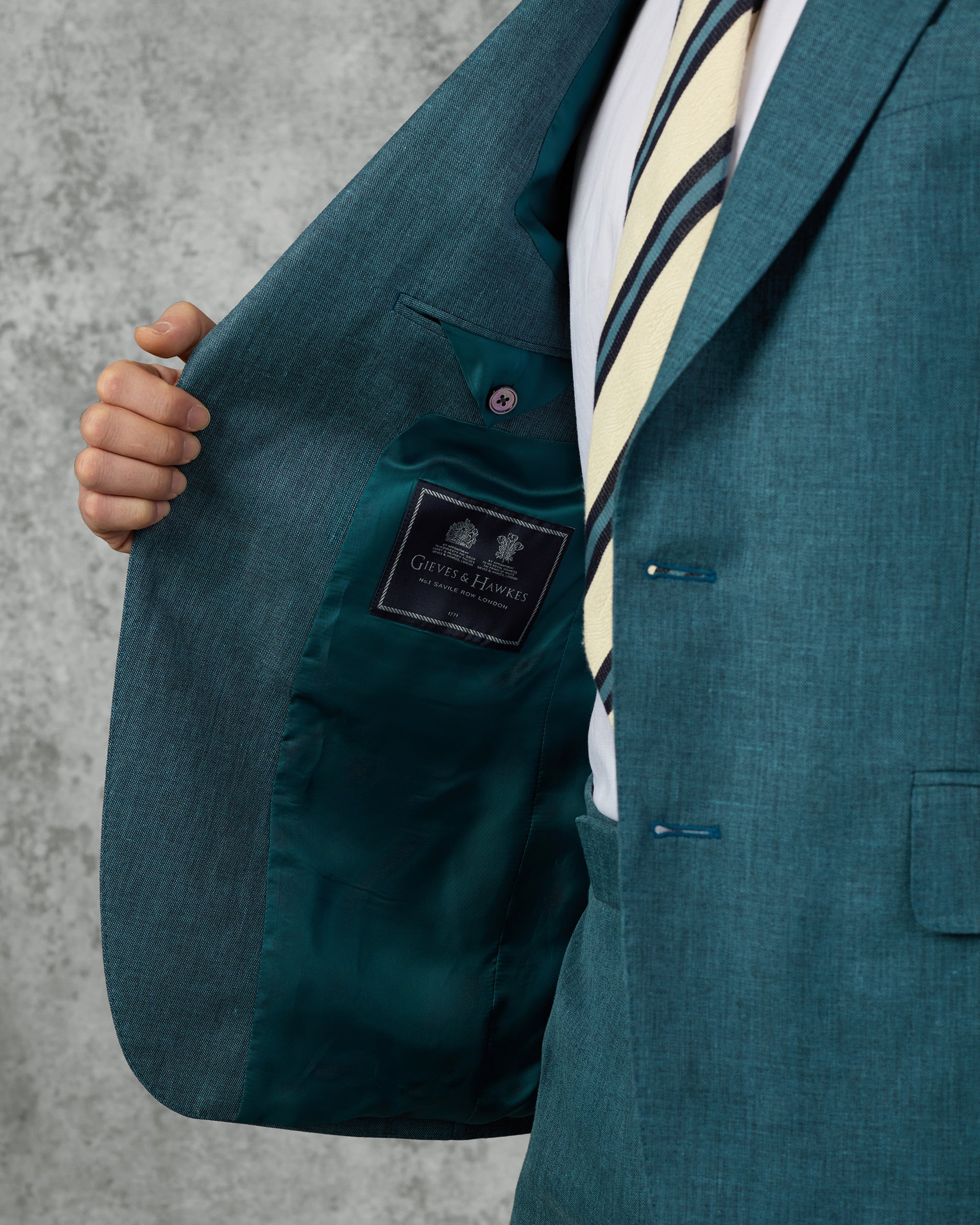 Hardy Virgin Wool Linen & Silk Suit Jacket Teal