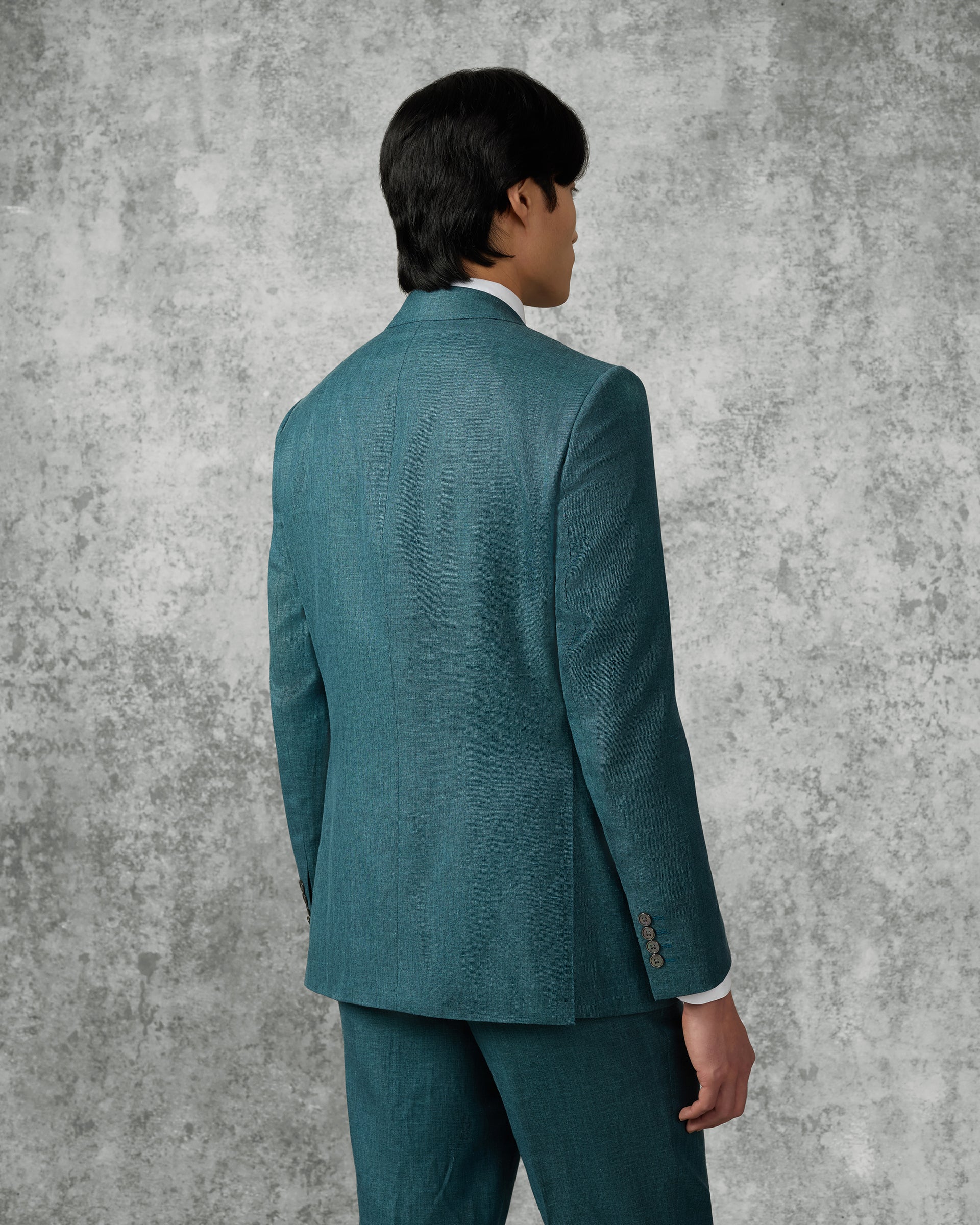 Hardy Virgin Wool Linen & Silk Suit Jacket Teal