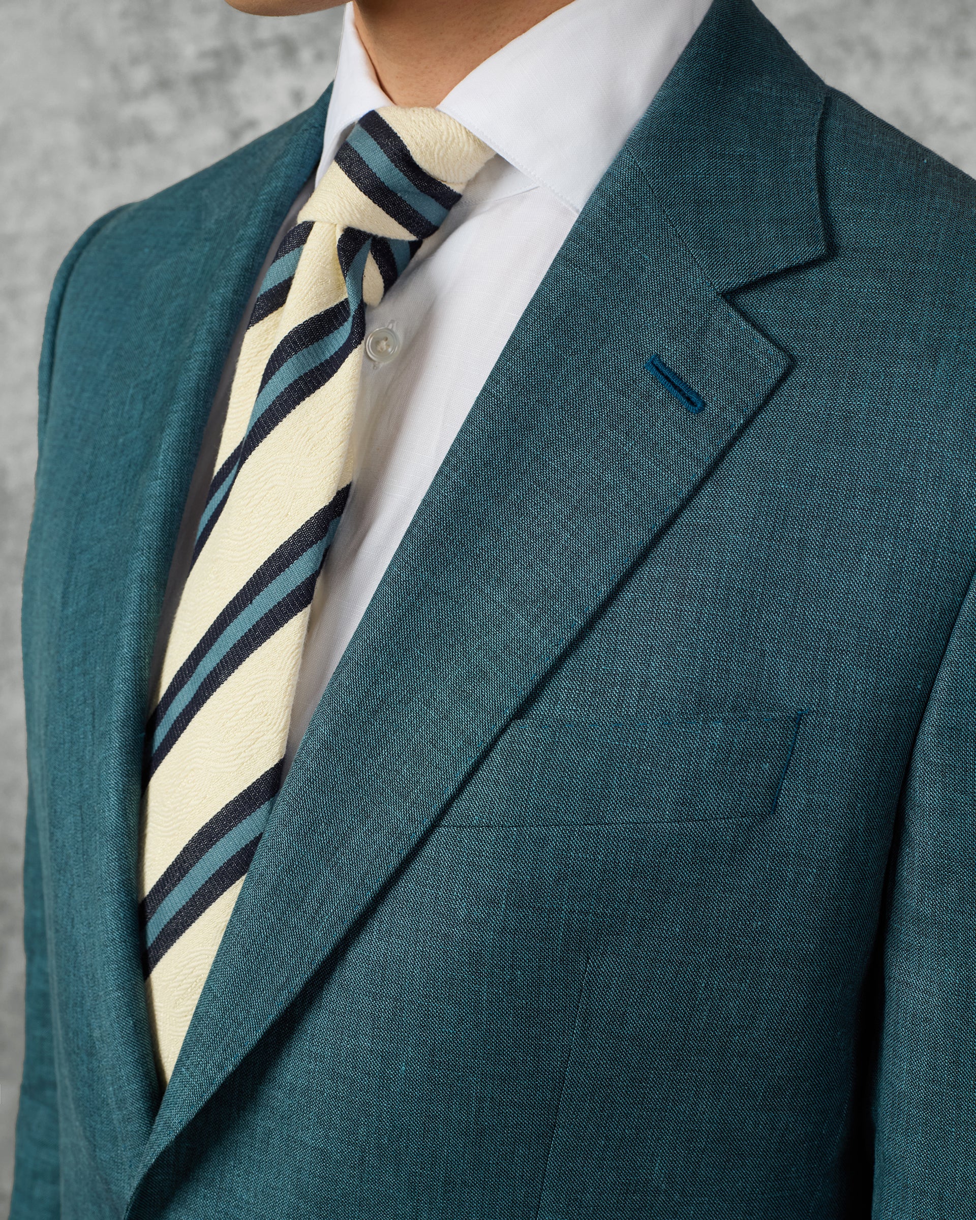 Hardy Virgin Wool Linen & Silk Suit Jacket Teal