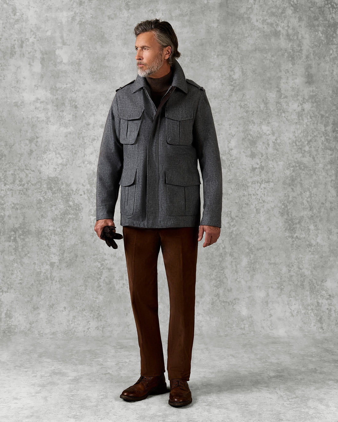 Lander Field Jacket Grey Flannel With Membrane