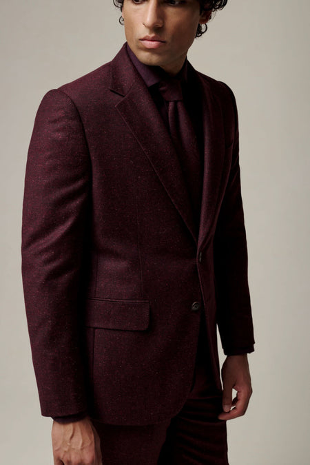Donell Donegal Wool Silk & Nylon Suit Burgundy