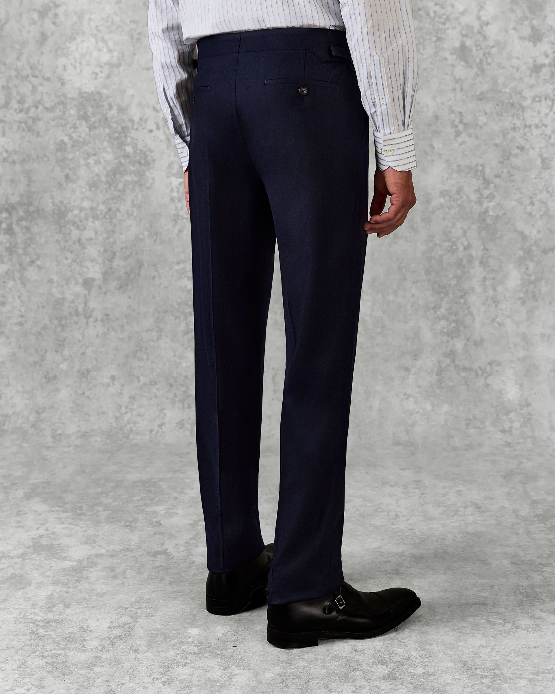 Anderson Wool Single Pleated Suit Trouser Navy