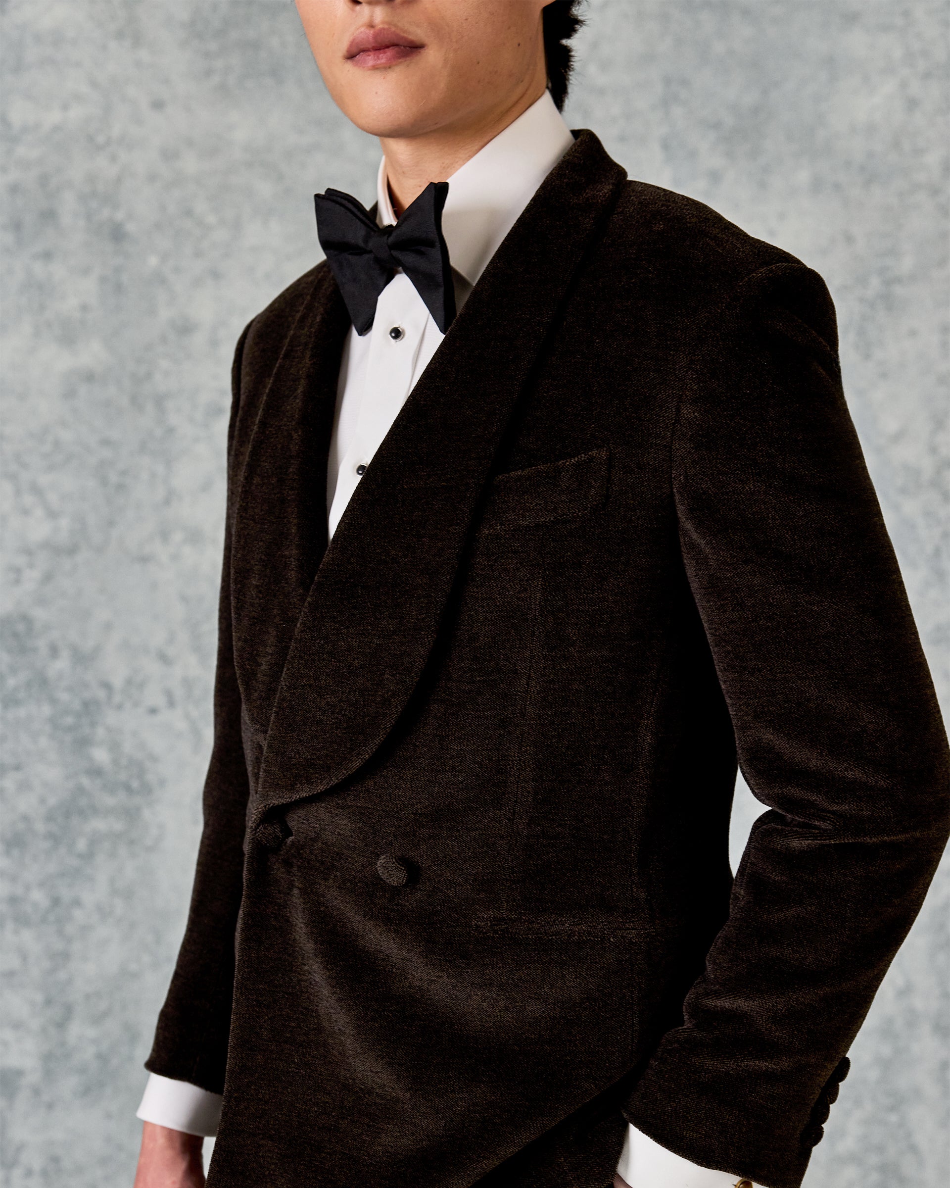 Williams Shawl Lapel Dress Jacket Dark Brown Jersey