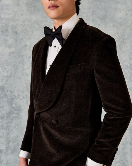 Williams Cotton Shawl Lapel Dress Jacket Dark Brown