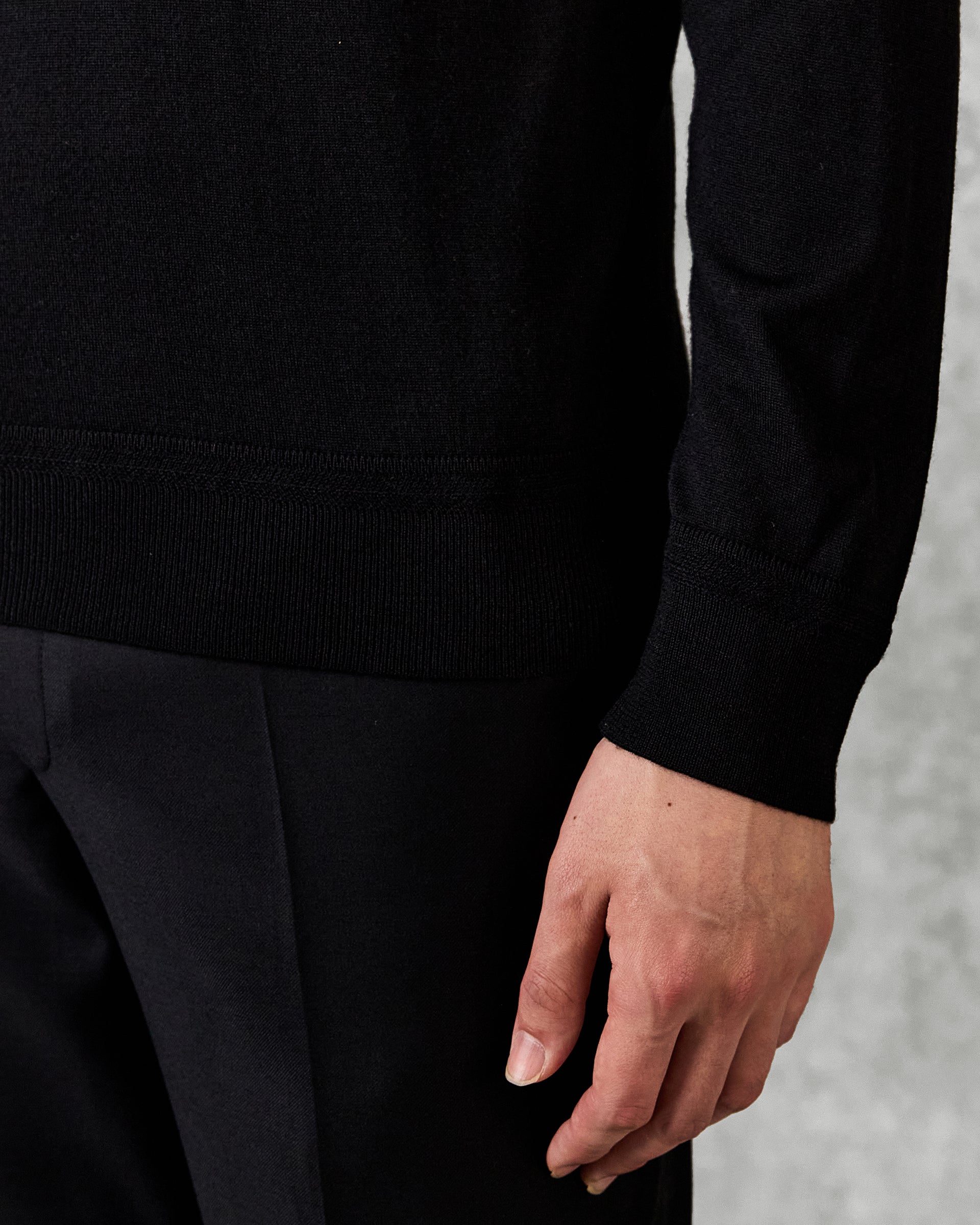 Osborne Merino Wool Roll Neck Knit Black