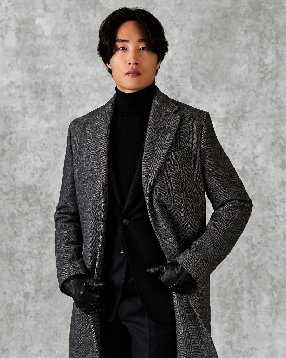 Hovell Herringbone Top Coat Grey