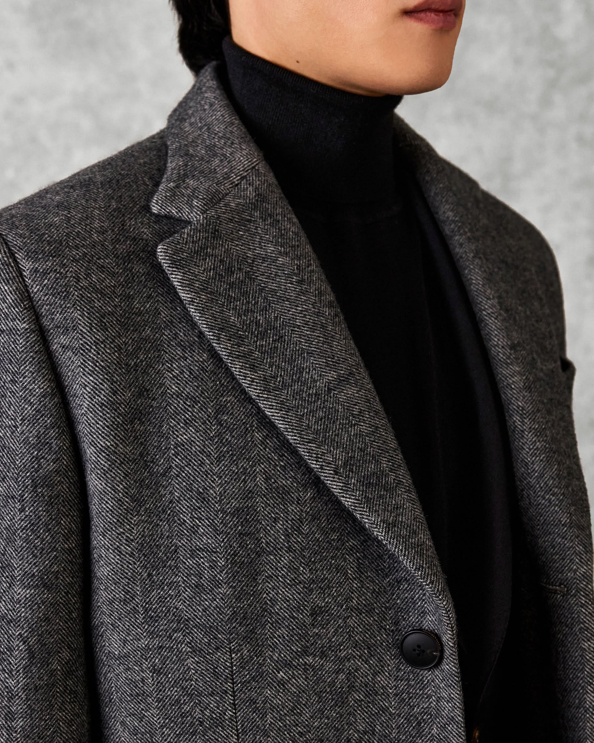 Hovell Herringbone Top Coat Grey