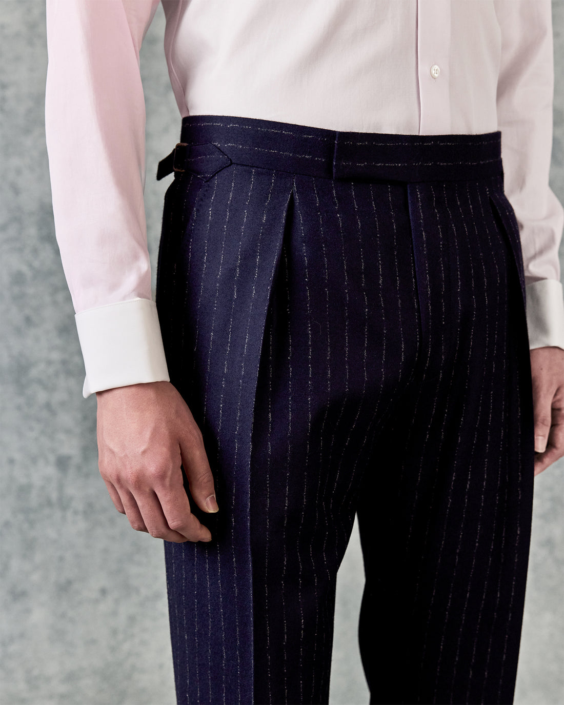 Churchill Wool Cashmere Suit Trouser Navy Morse Code