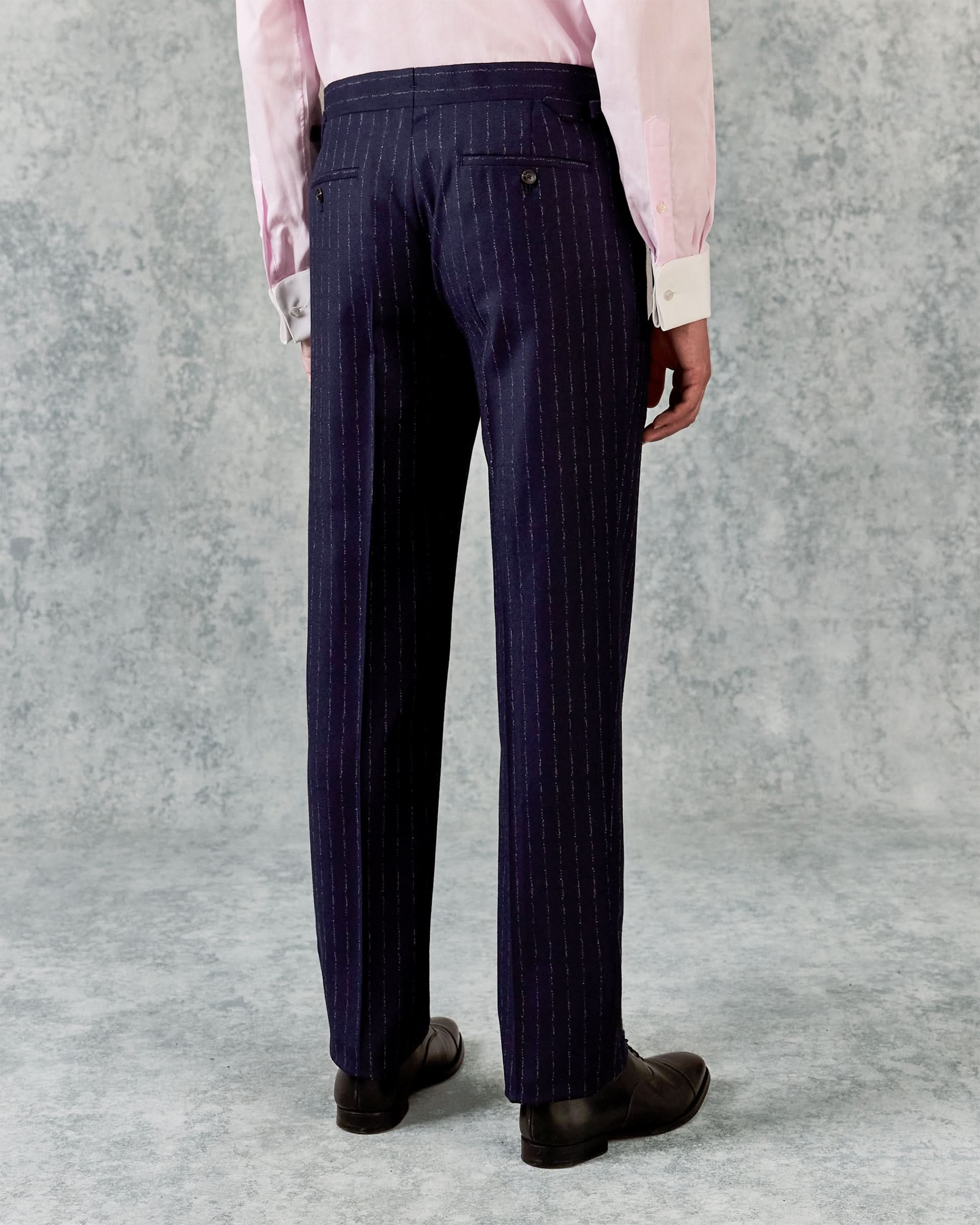 Churchill Wool Cashmere Suit Trouser Navy Morse Code
