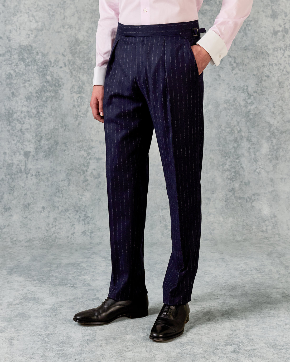 Churchill Wool Cashmere Suit Trouser Navy Morse Code