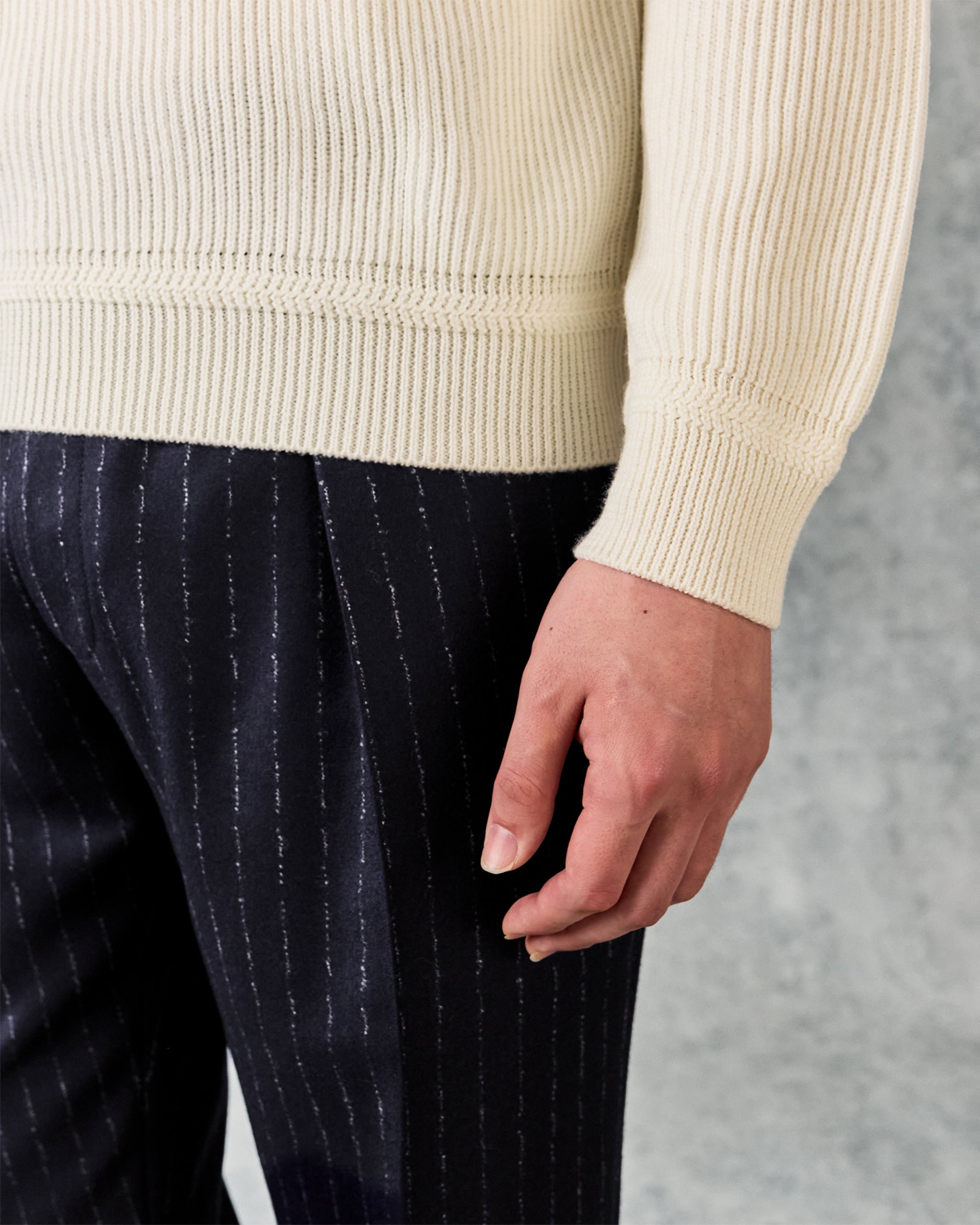 Denison Chunky Knit Roll Neck Ecru