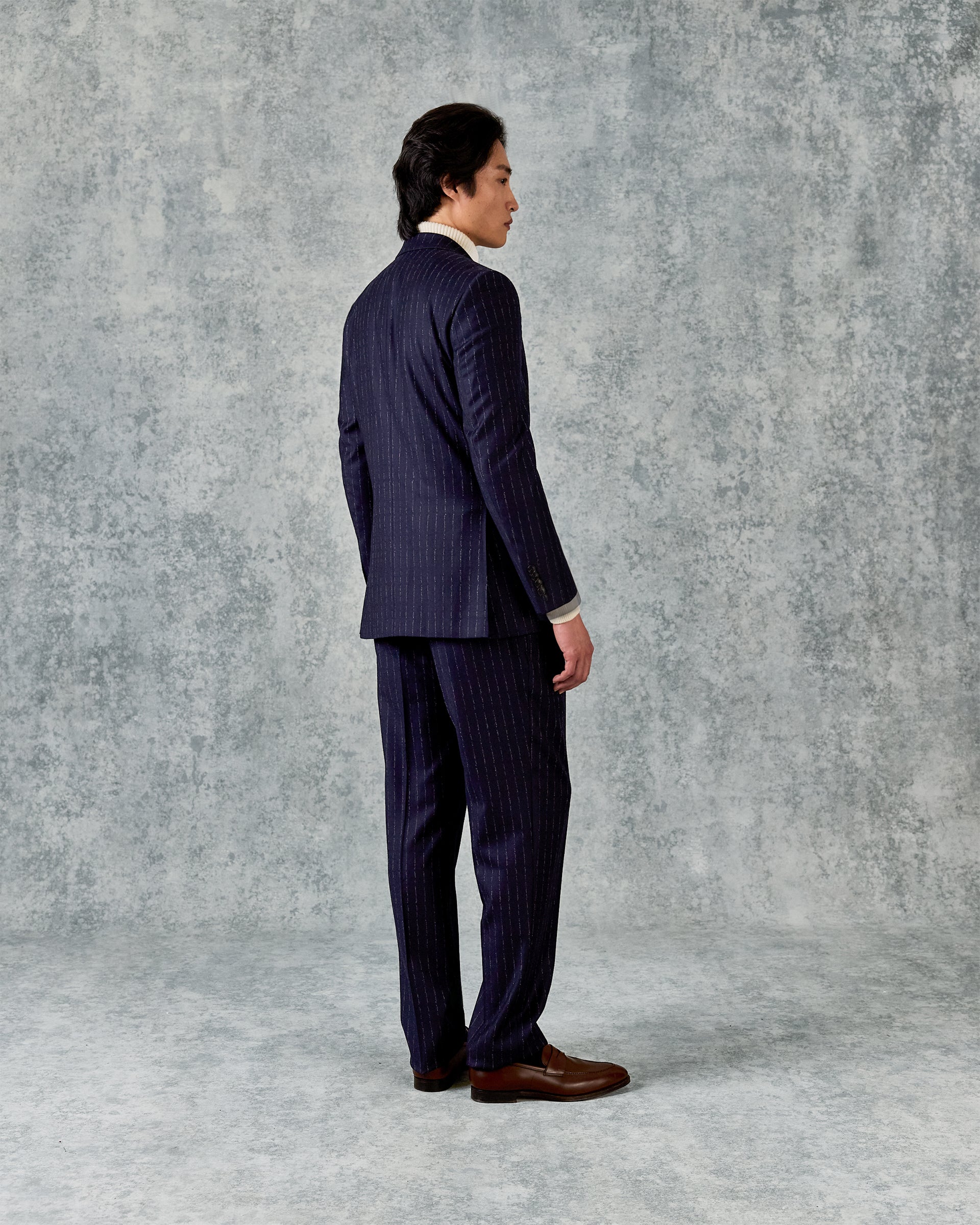 Churchill Suit Double Breasted Jacket Navy Morse Code Flannel