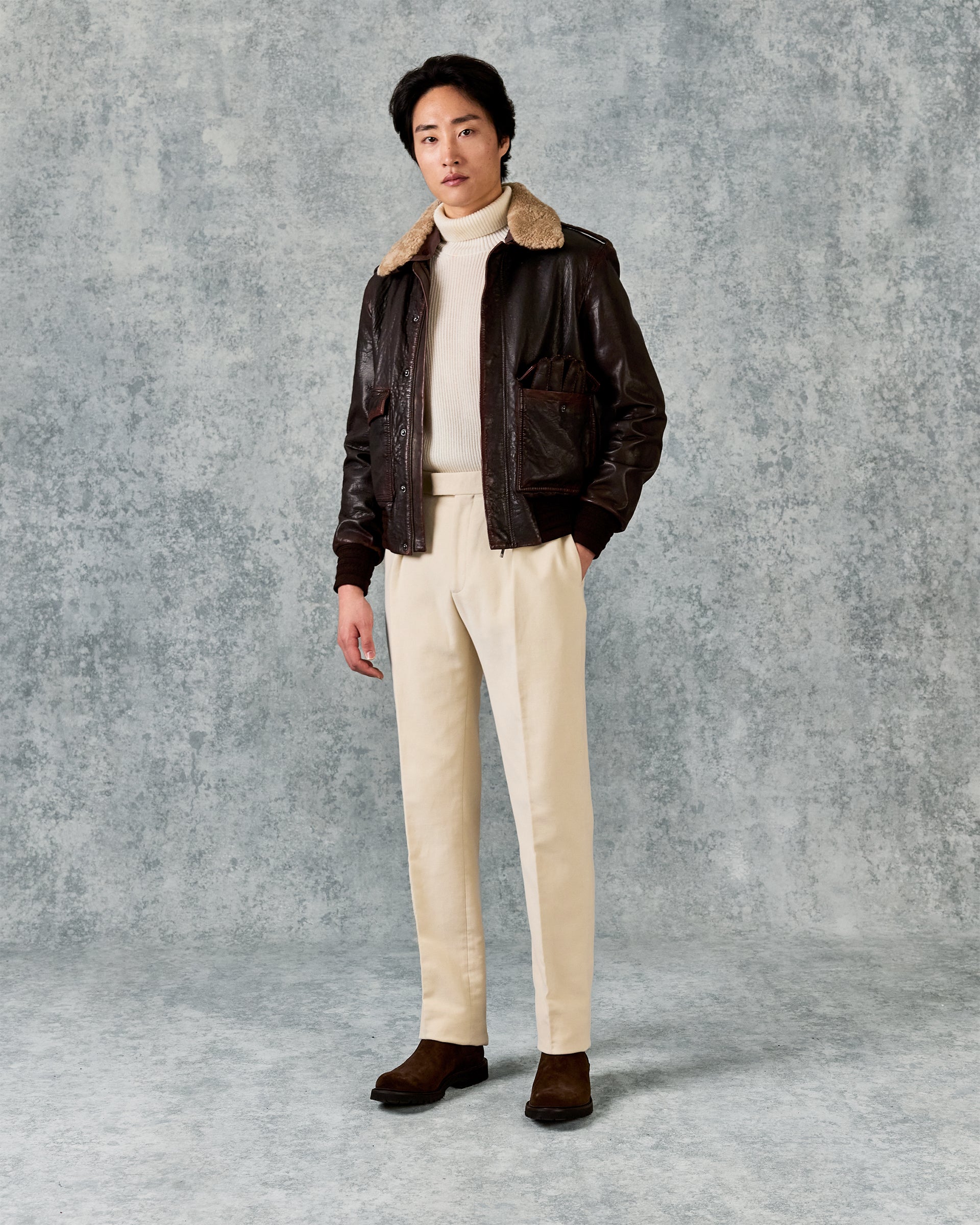 Dick Leather Aviator Jacket Brown