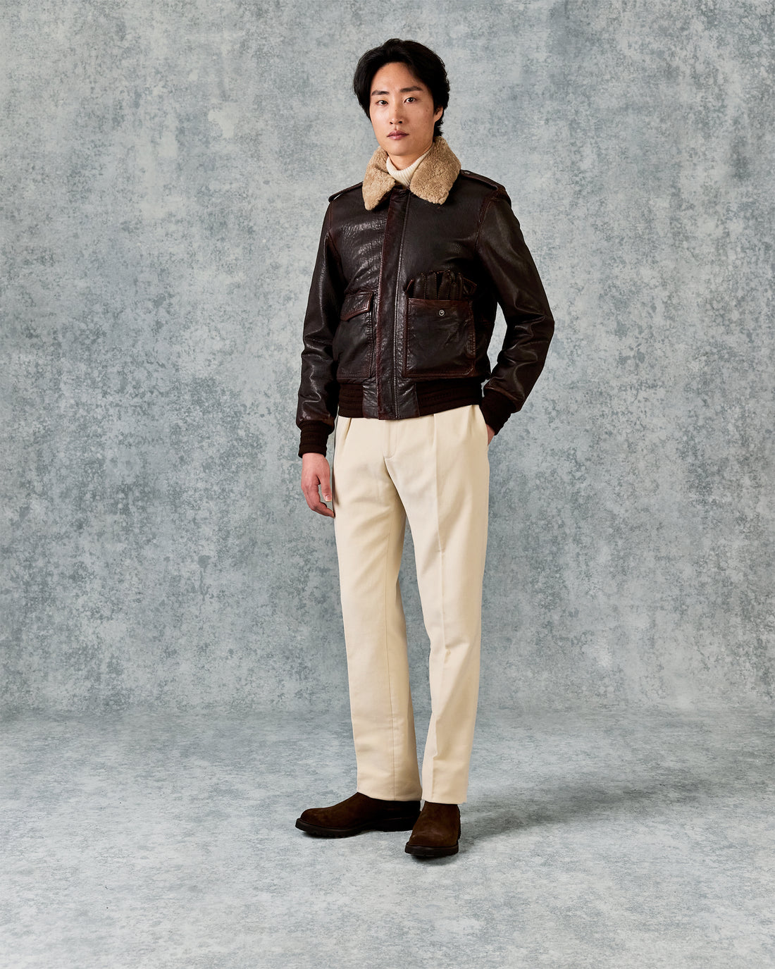 Dick Leather Aviator Jacket Brown