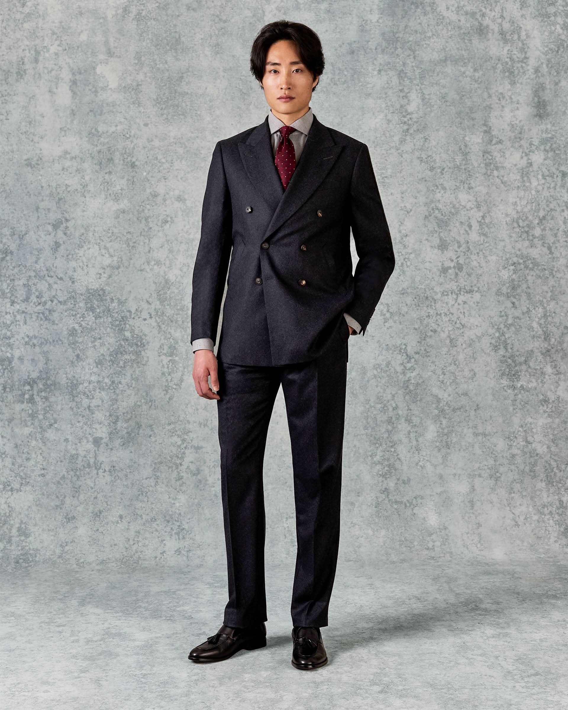 Bowles Double Breasted Suit Grey Flannel