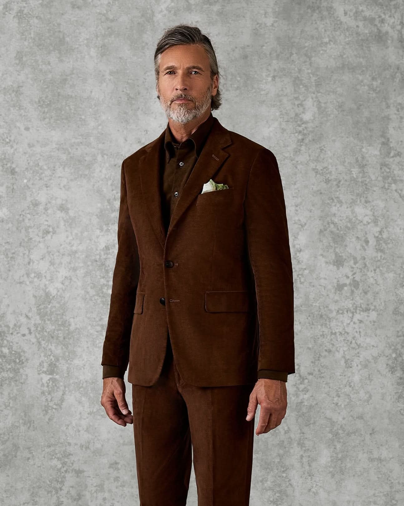 Dodge Cotton Elastane Baby Cord Suit Jacket Brown