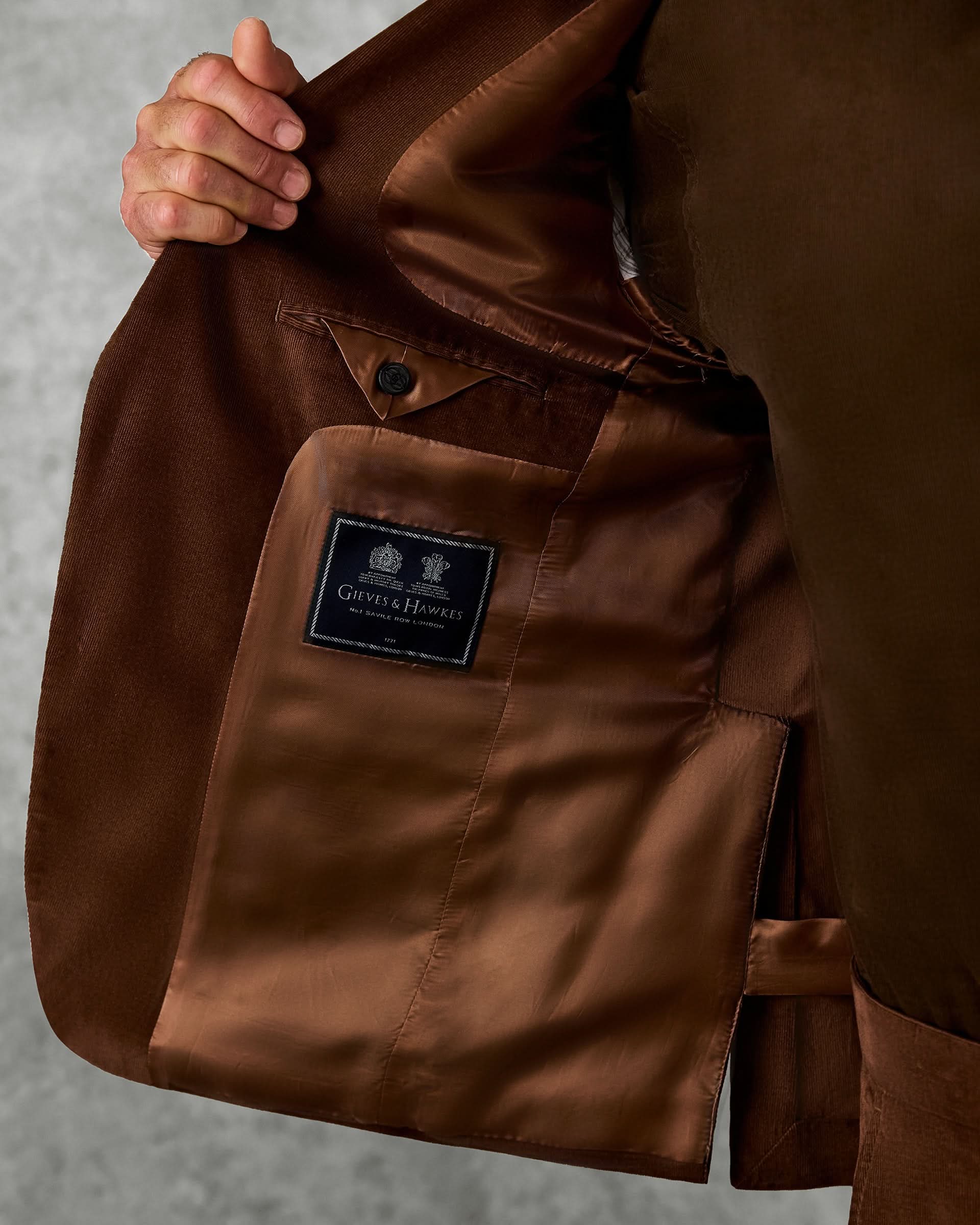 Dodge Cotton Elastane Baby Cord Suit Jacket Brown