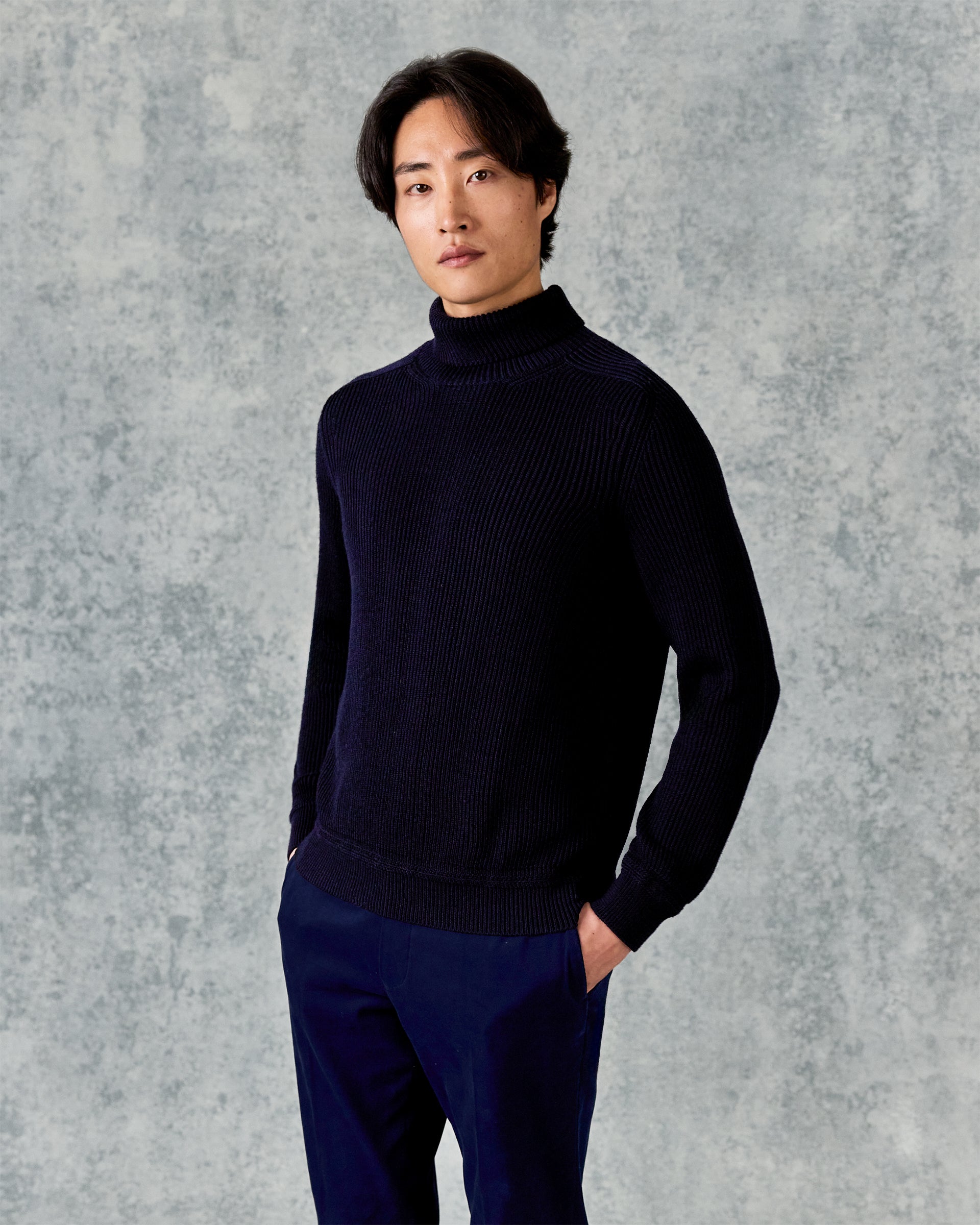 Denison Chunky Knit Roll Neck Dark Navy