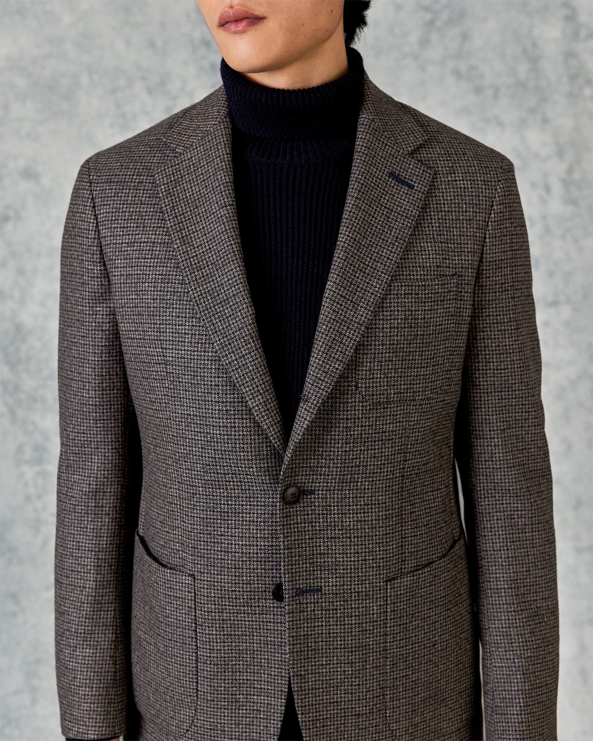 Evans Virgin Wool Brown Shepherd Check Blazer