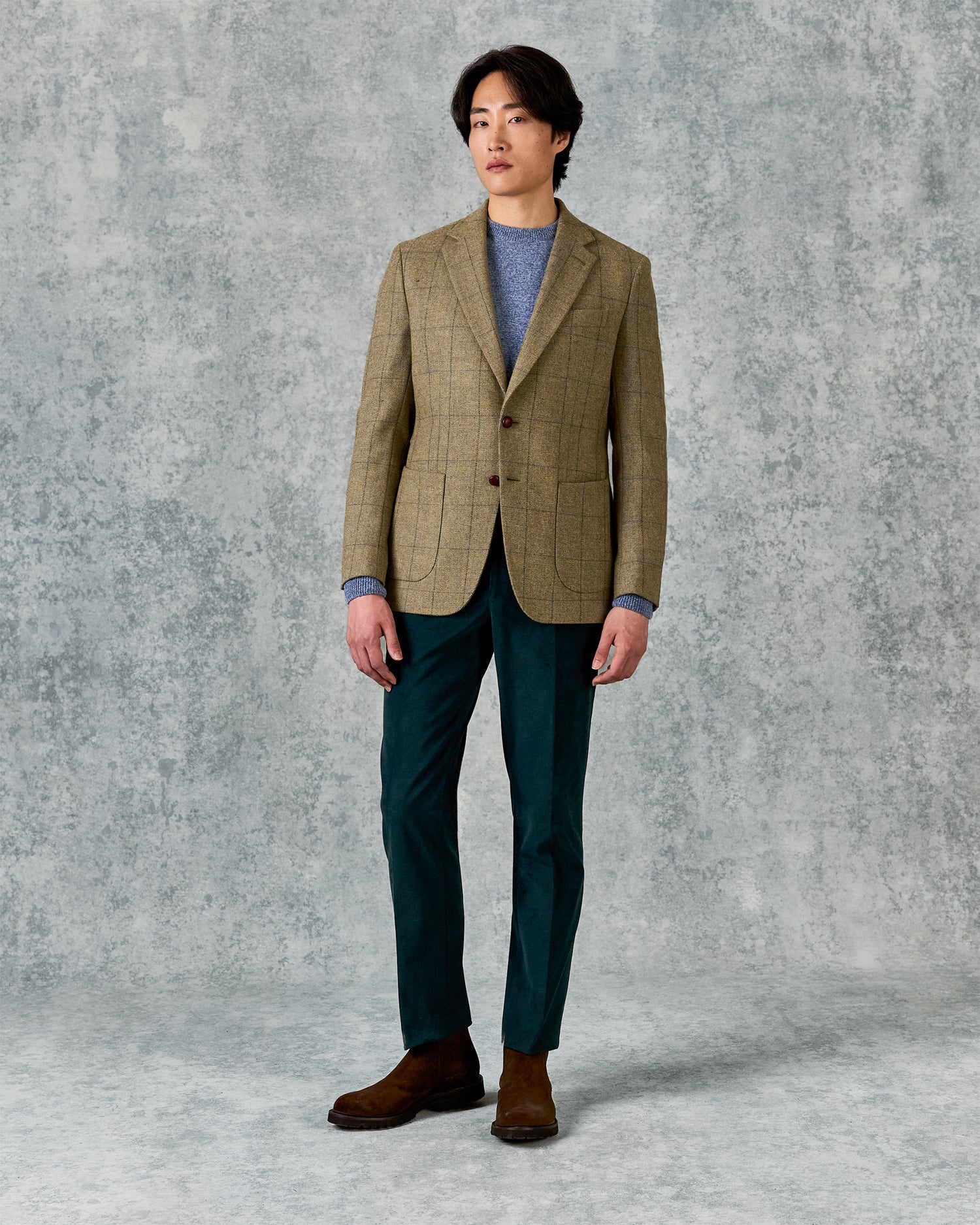 Balintyre Pale Green Windowpane Check Jacket