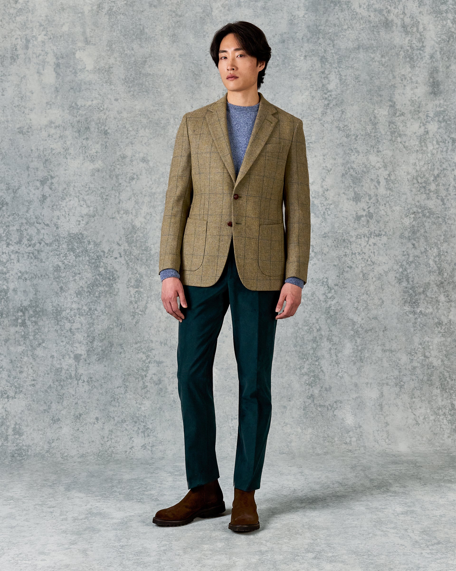 Balintyre Pale Green Windowpane Check Jacket