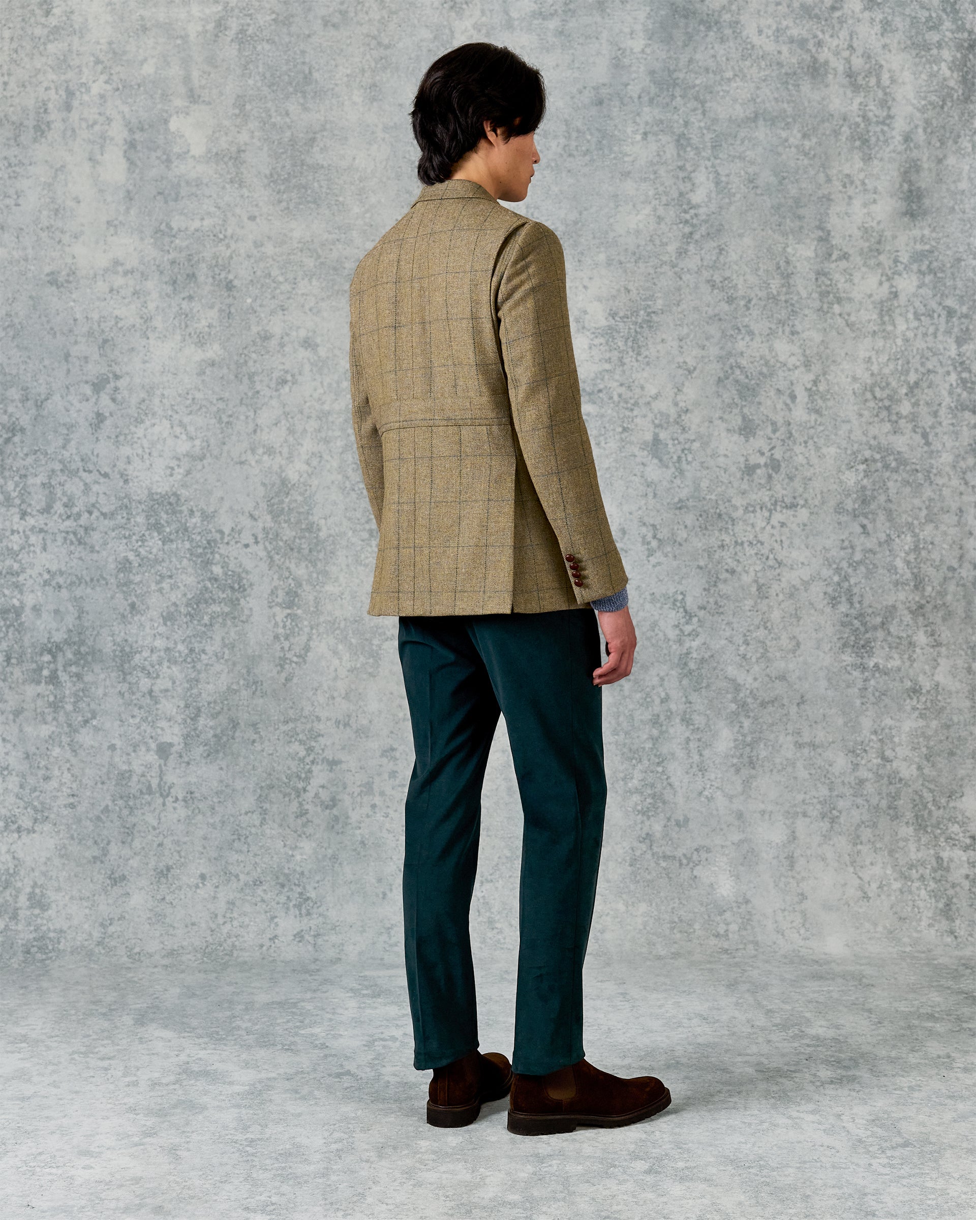 Balintyre Pale Green Windowpane Check Jacket