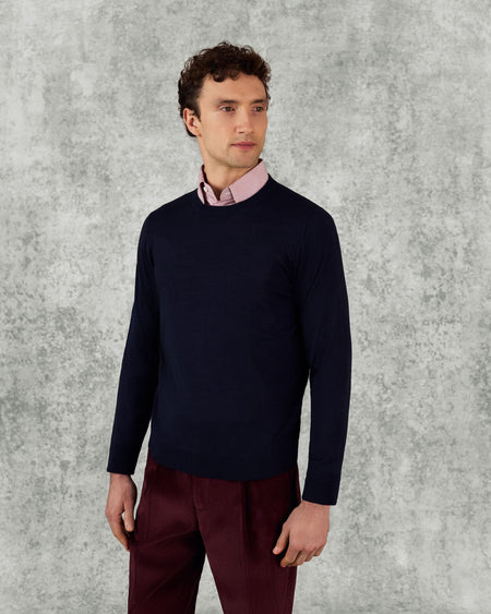 Lucas Merino Wool Silk Cashmere Crew Jumper