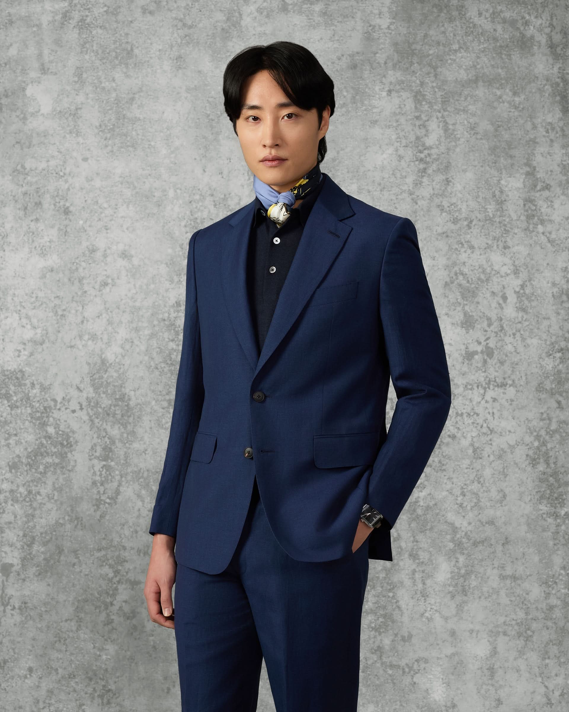Lewis Wool & Linen Suit Jacket Navy