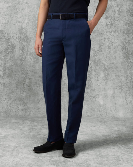 Lewis Wool & Linen Suit Trousers Navy