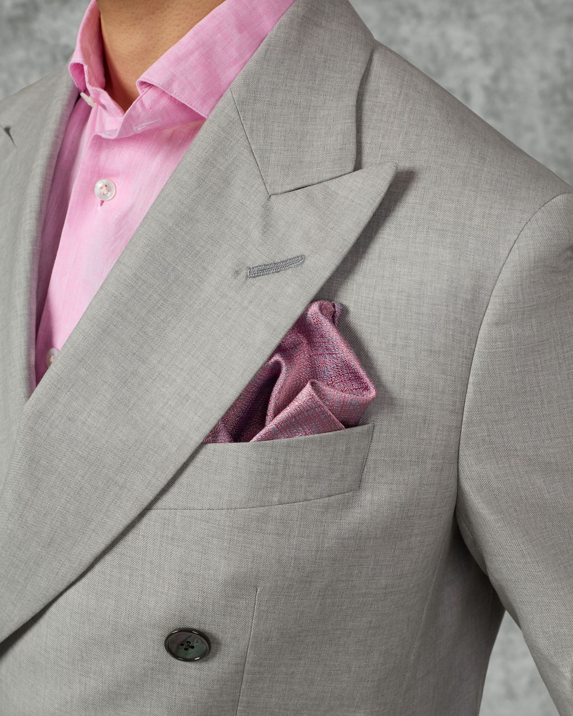 Livingstone Virgin Wool Double Breasted Suit Light Grey