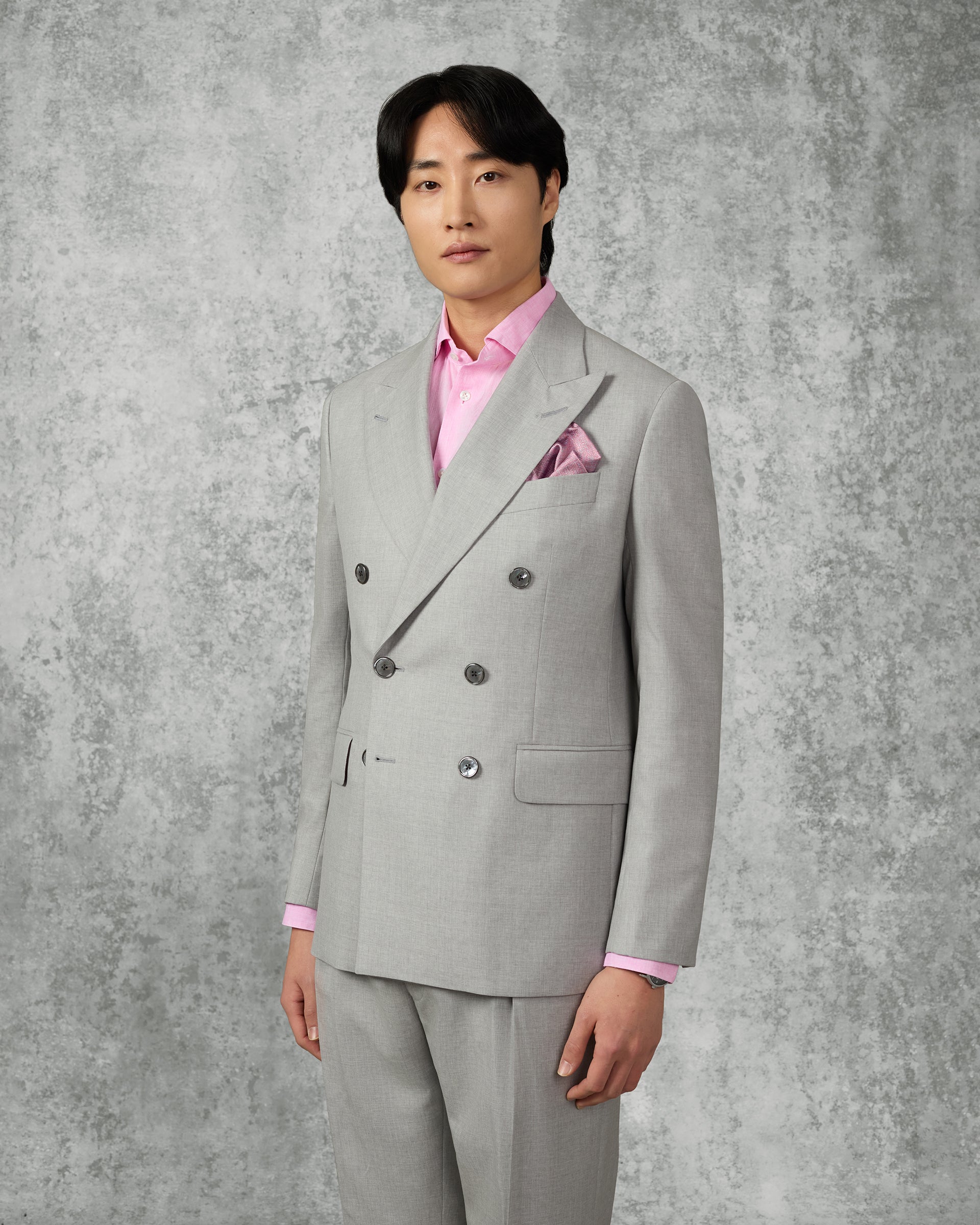 Livingstone Virgin Wool Double Breasted Suit Jacket Light Grey