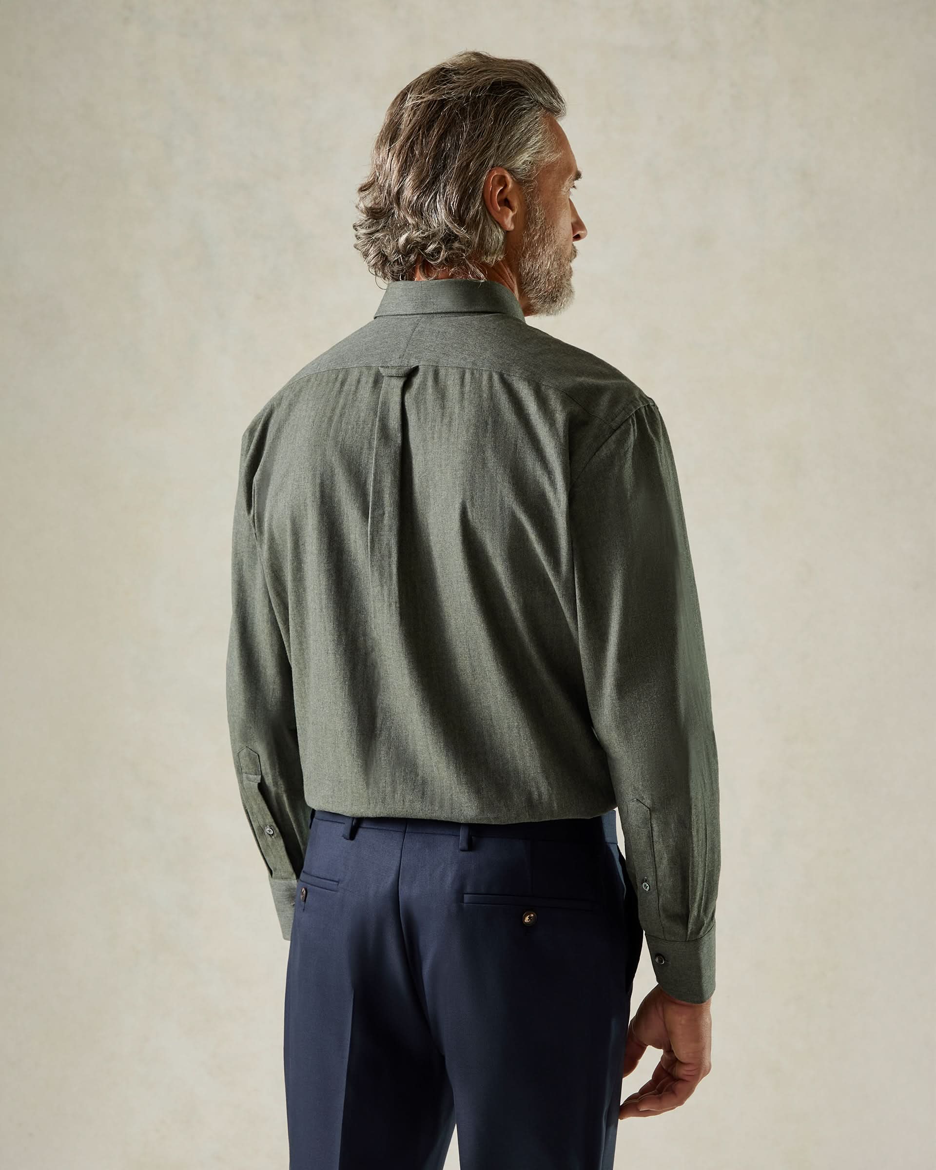 Longden Herringbone Shirt Khaki