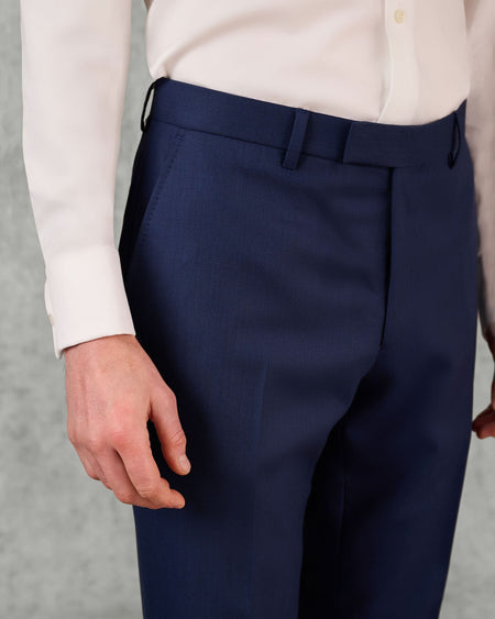 Madden Virgin Wool Birdseye Suit Trouser Navy