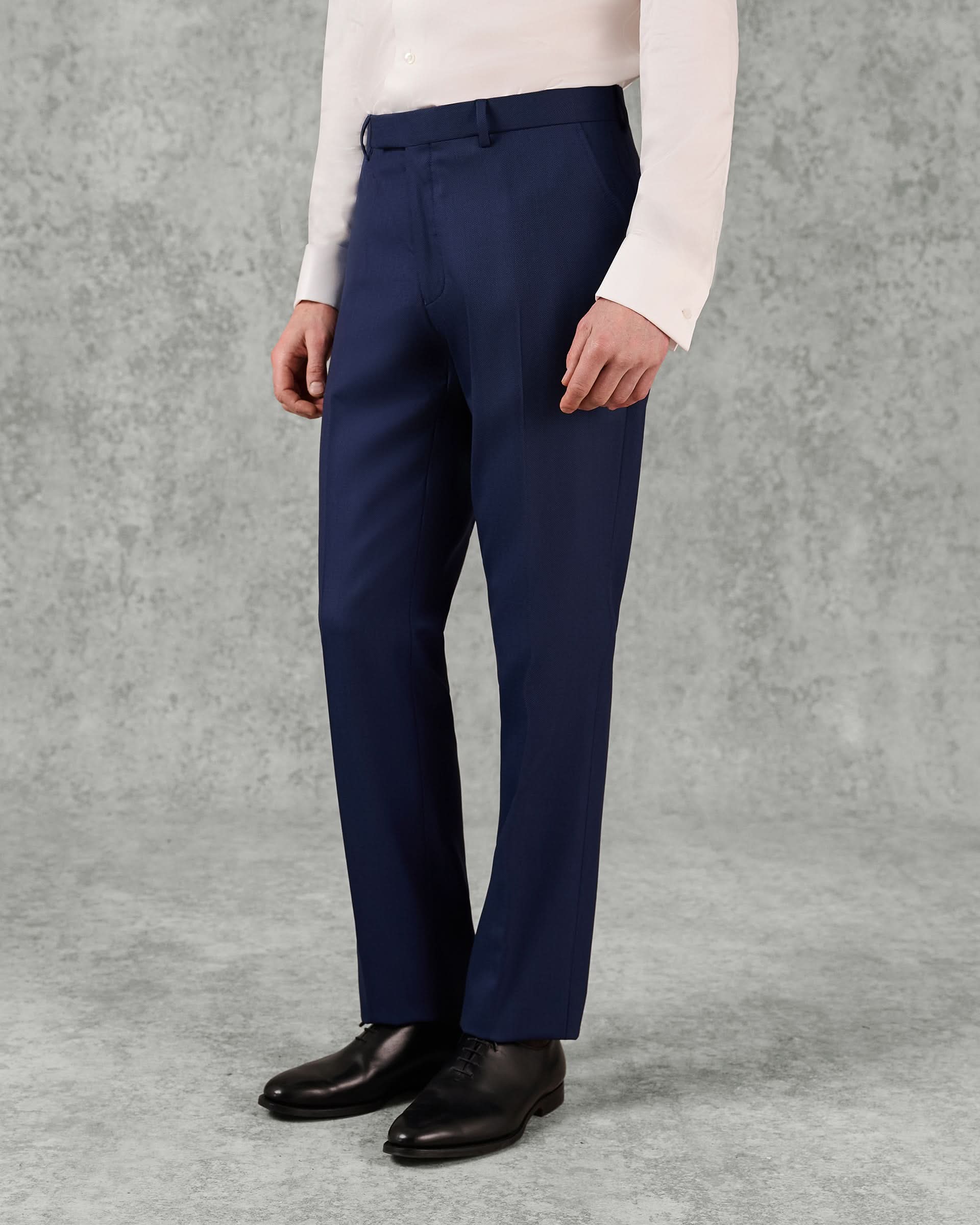 Madden Virgin Wool Birdseye Suit Trouser Navy