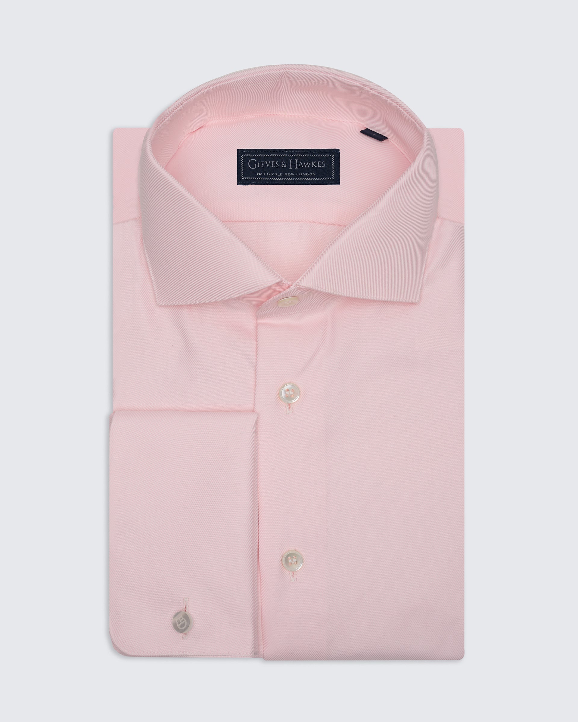 Mawbey Cotton Twill Double Cuff Shirt Pink