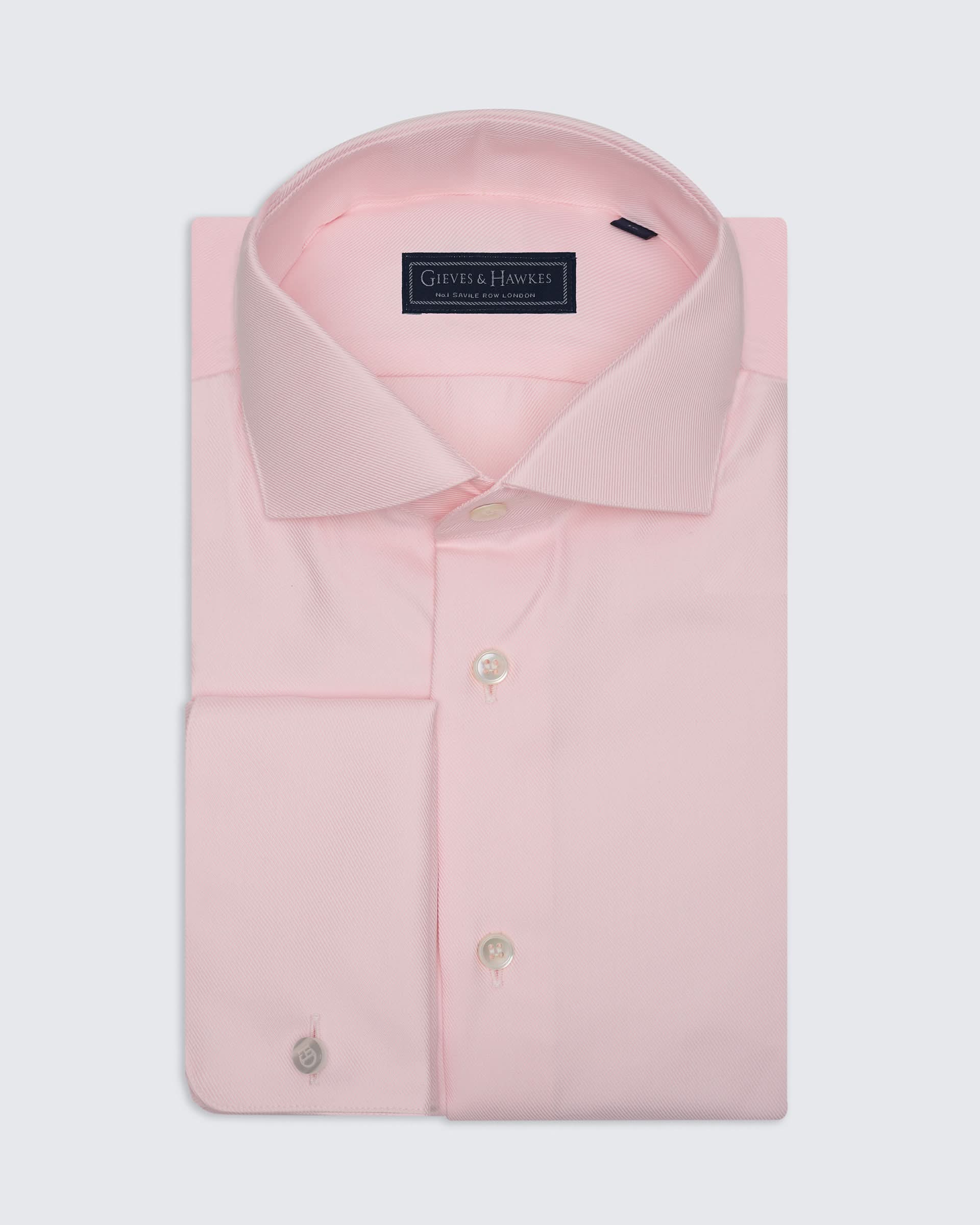 Mawbey Cotton Twill Double Cuff Shirt Pink
