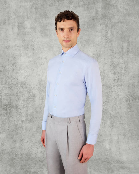 Mawbey Cotton Cut Away Double Cuff Shirt Blue